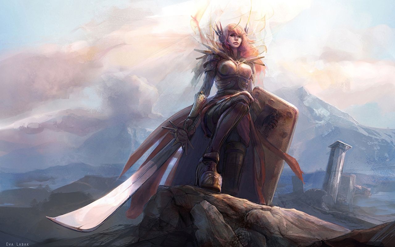 1280x800 Wallpaper League of Legends Swords Warriors Leona Fantasy young