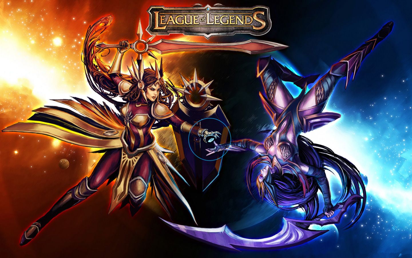 1440x900 Download wallpaper THQ, League of Legends, lol, Leona, LoL, Diana, League Of Legends, Leona Radiant Dawn, Riot Games, Diana of the Moon, section games in resolution 1440x900