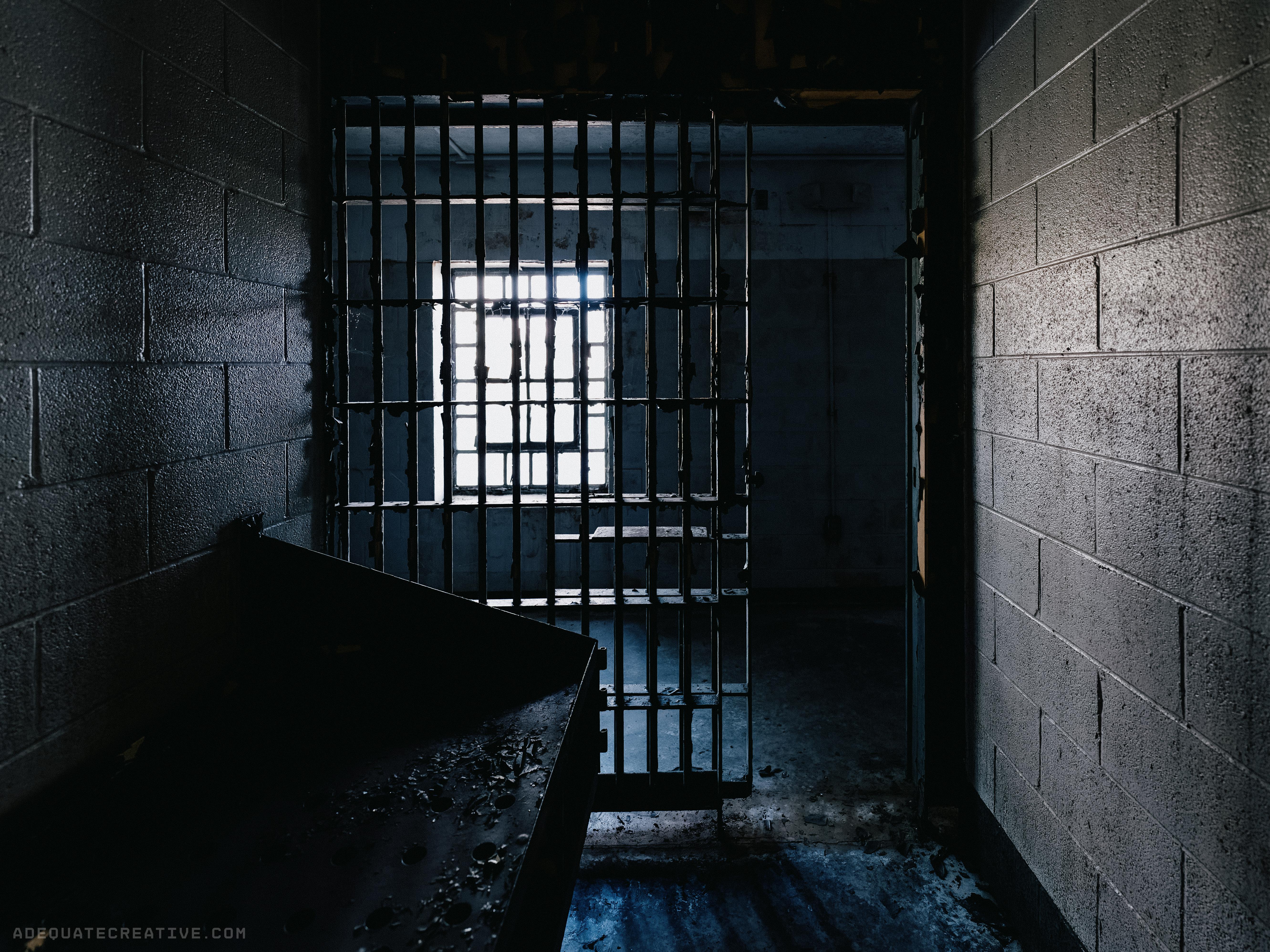 5324x3993 Looking Out: view from inside a cell, abandoned prison, US [OC]