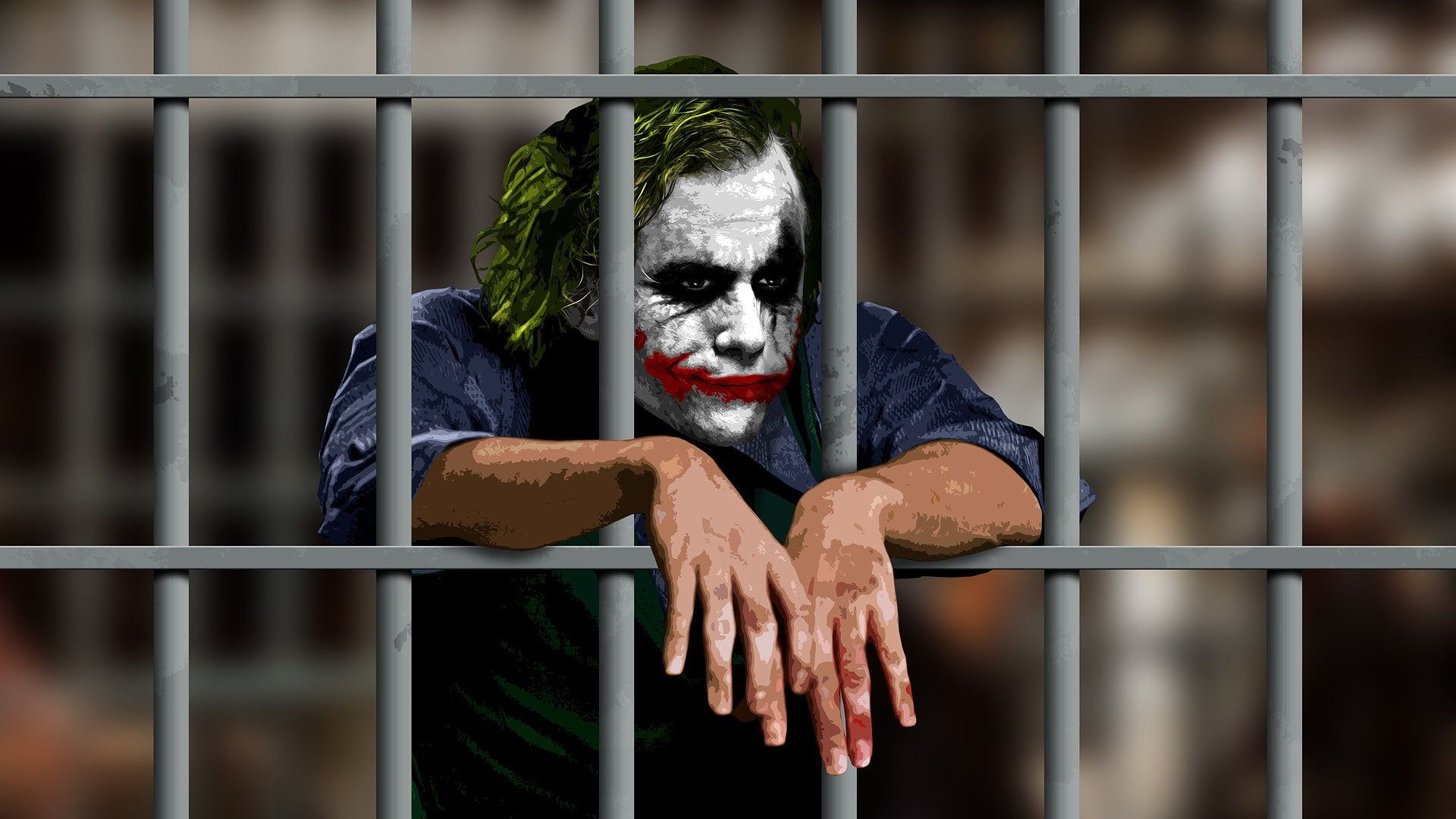 1920x1080 Wallpaper / one animal, one person, indoors, Prison, sadness, prison cell, sitting, fear, dog, men, real people, looking at camera, metal, primate, depression free download