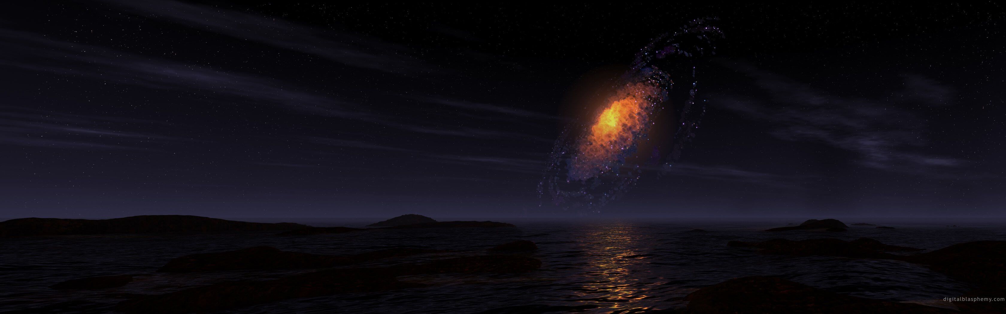 3360x1050 Nighttime Sky Anomaly 4K Wallpaper • GamePhD