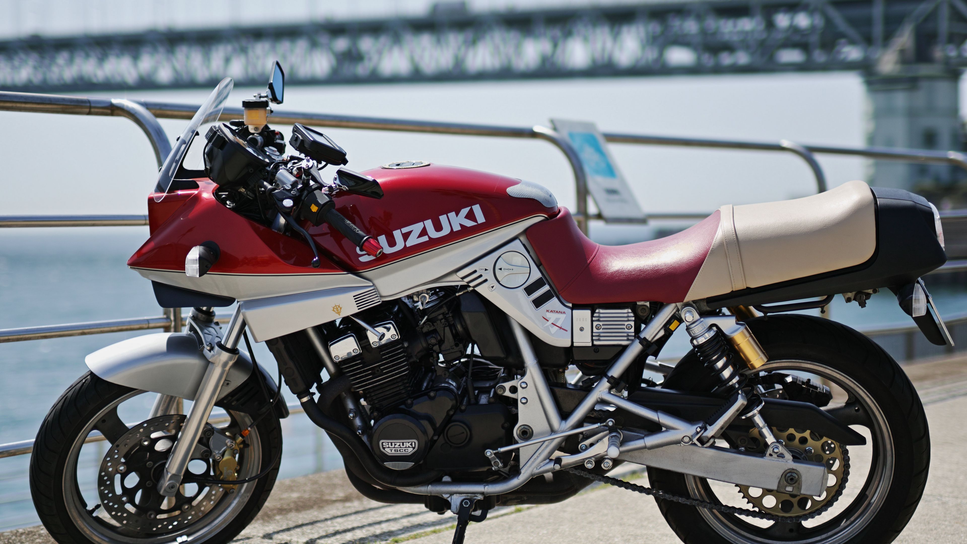 3840x2160 Download wallpaper 3840x2160 suzuki katana, suzuki, motorcycle, bike, red 4k uhd 16:9 HD background