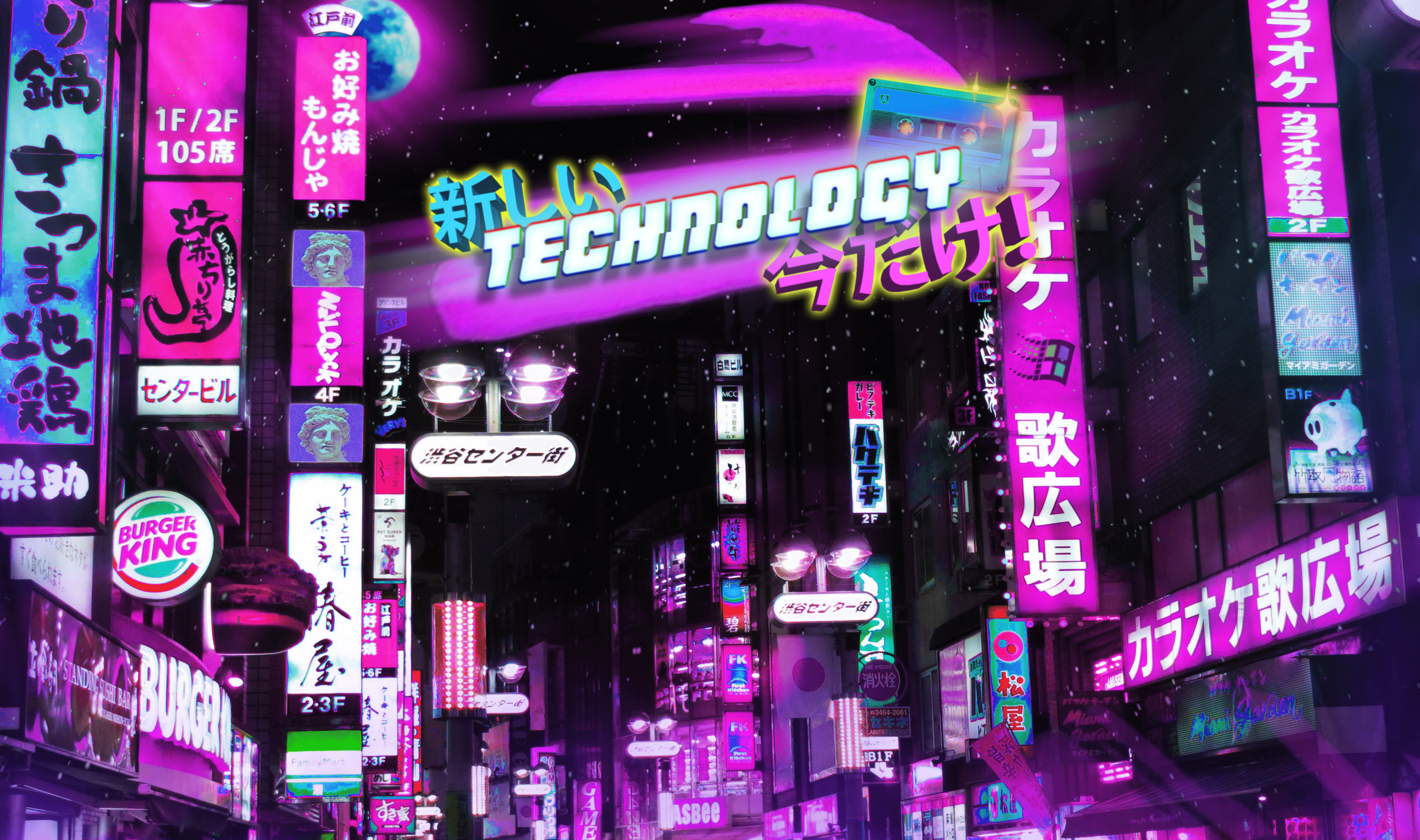 3900x2307 Vaporwave Tokyo Night Retro Magenta Cyan Pink Retro Wave Outrun Wallpaper:3900x2307
