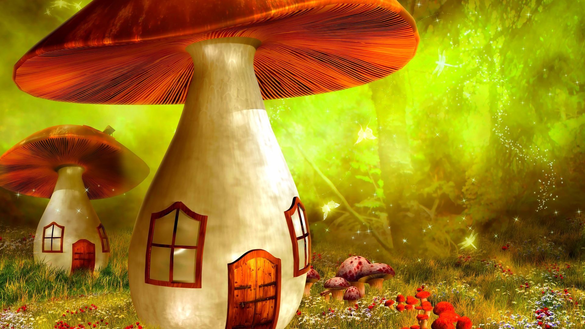 1920x1080 Desktop Wallpaper Mushroom House, Fantasy, Art, HD Image, Picture, Background, X00g9p