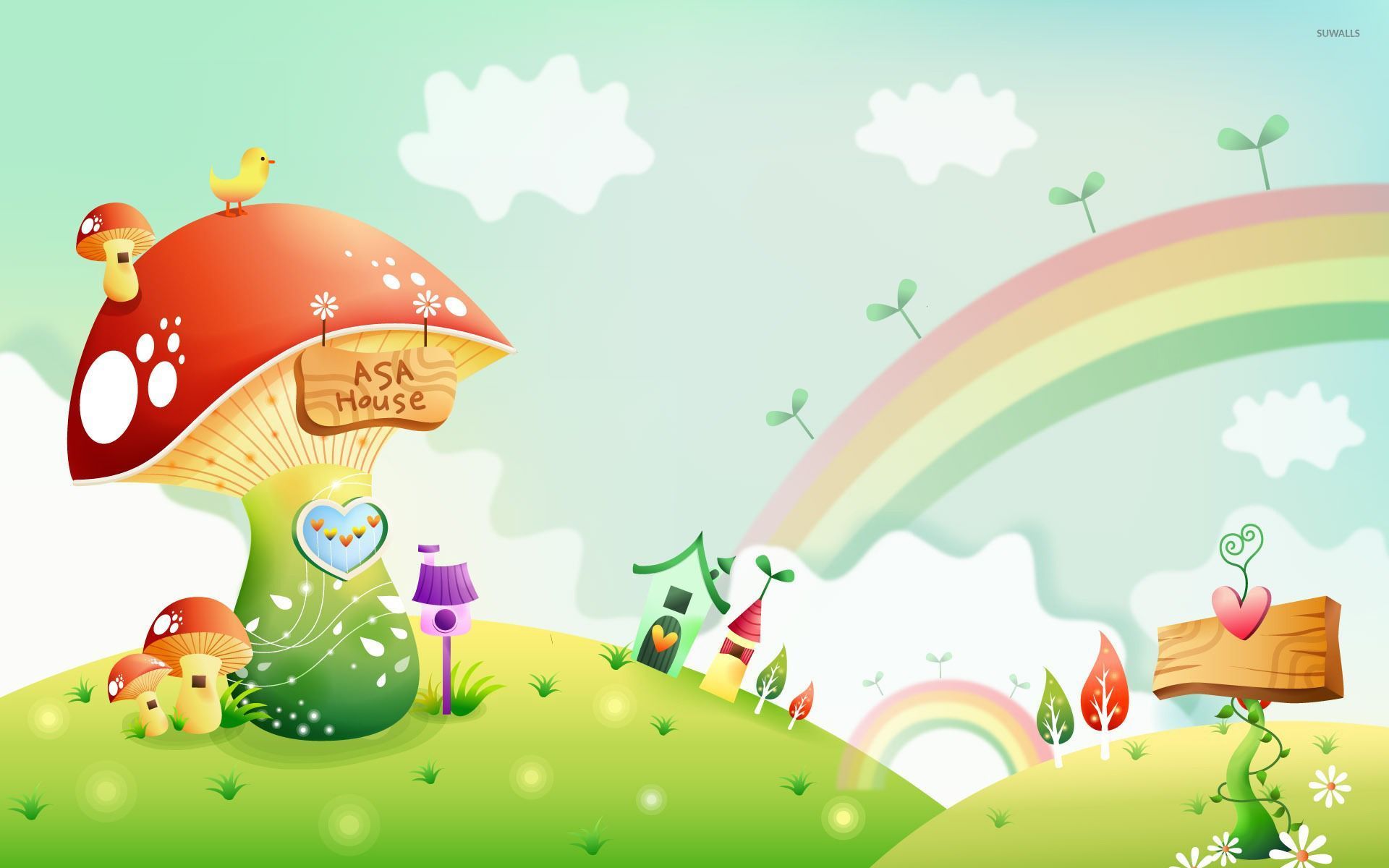 1920x1200 Mushroom house beyond the rainbow wallpaper Art wallpaper