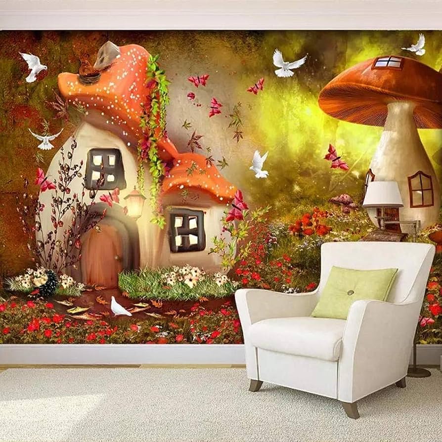 894x894 3D Photo Wallpaper Mushroom House Children Room Bedroom Decoration Poster Non Woven Print Wallpaper Mural Wallpaper 300x210cm