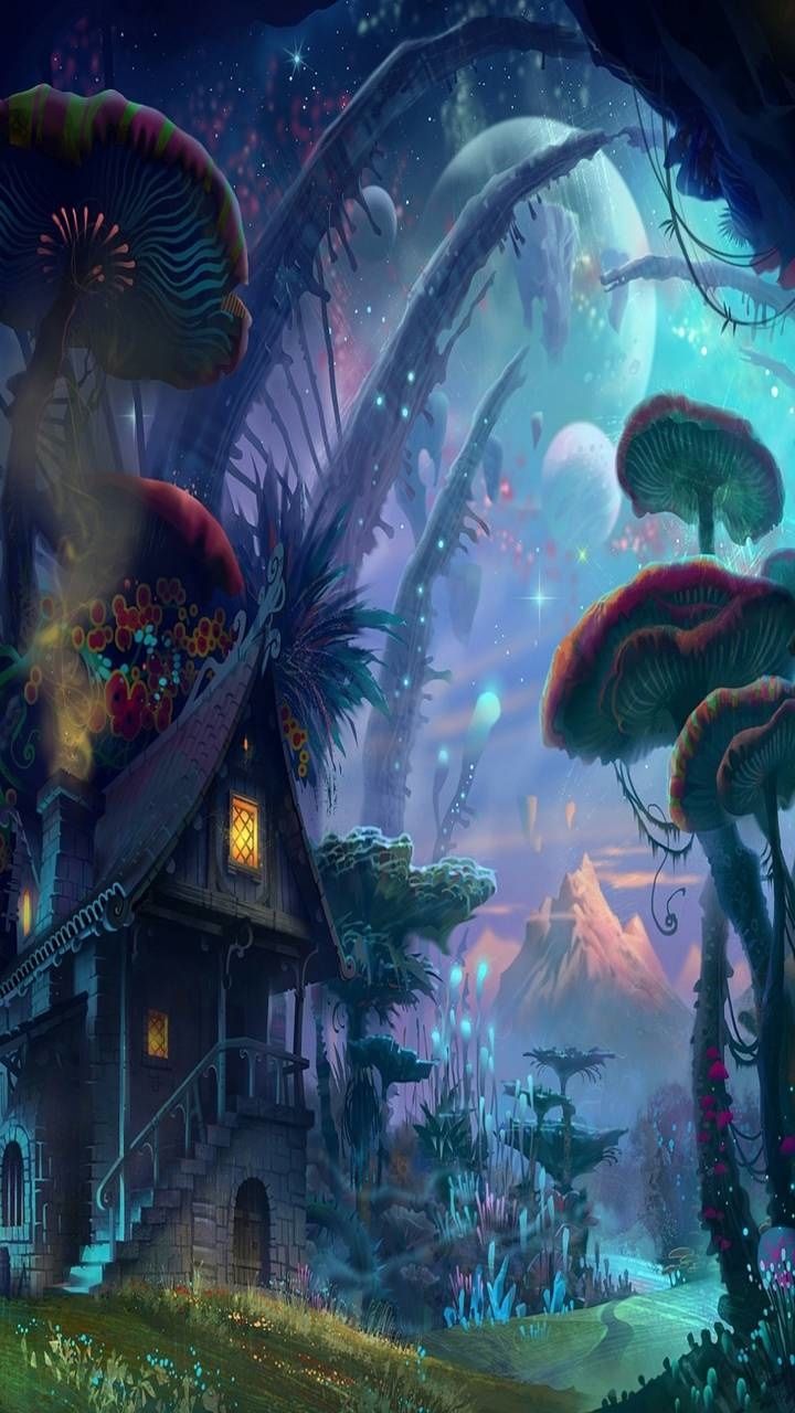 720x1280 Wallpaper / Fantasy Forest Phone Wallpaper, Mushroom, House, Fantasy, 720x1280 free download
