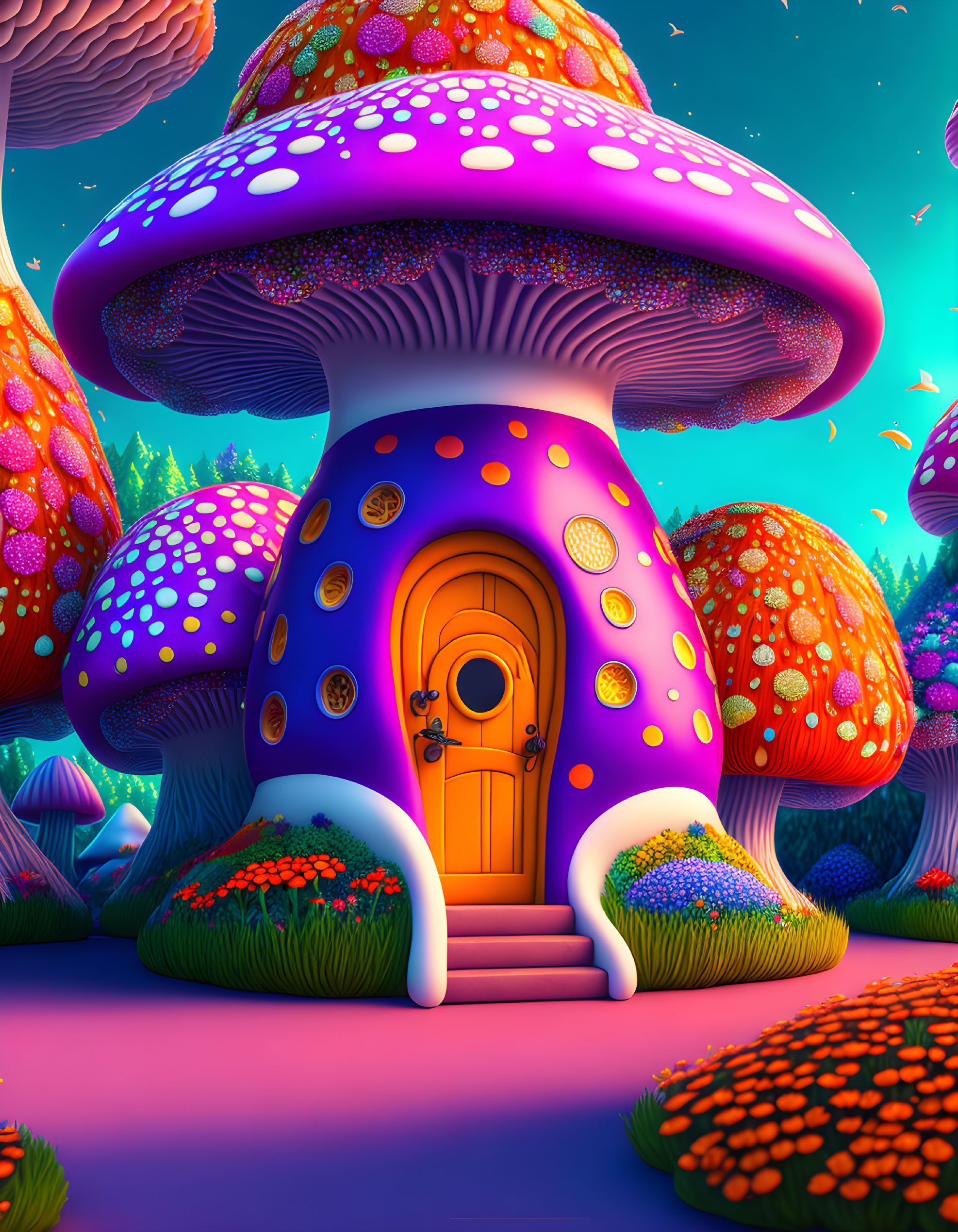 1974x2538 Mushroom house. Deep Dream Generator