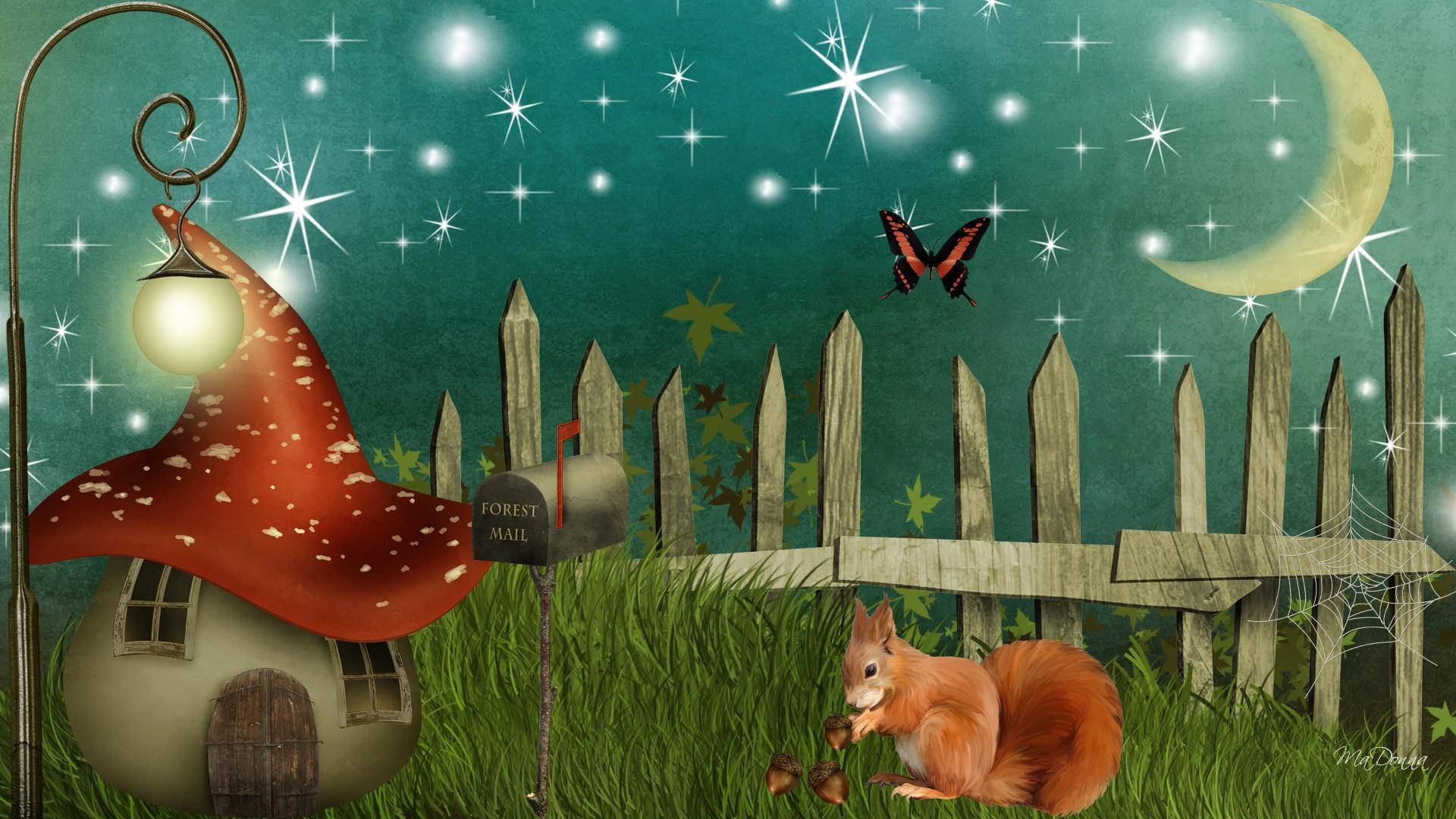 1920x1080 Download Whimsical Mushroom House Wallpaper