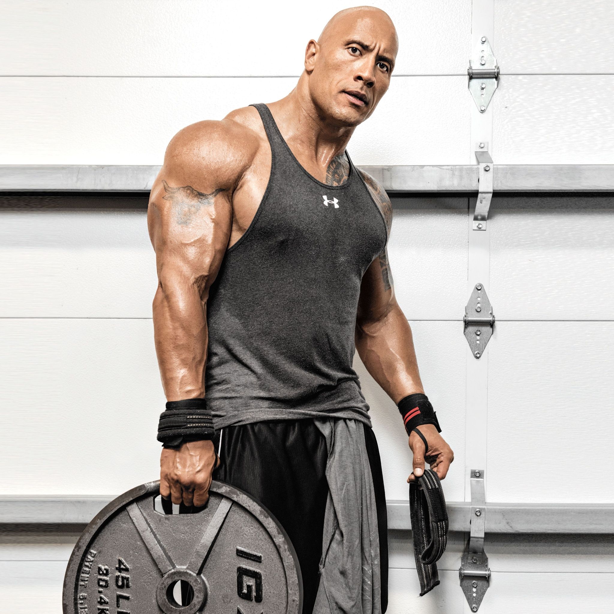 2048x2048 Dwayne Johnson Wallpaper 4K, Bodybuilder, Workout