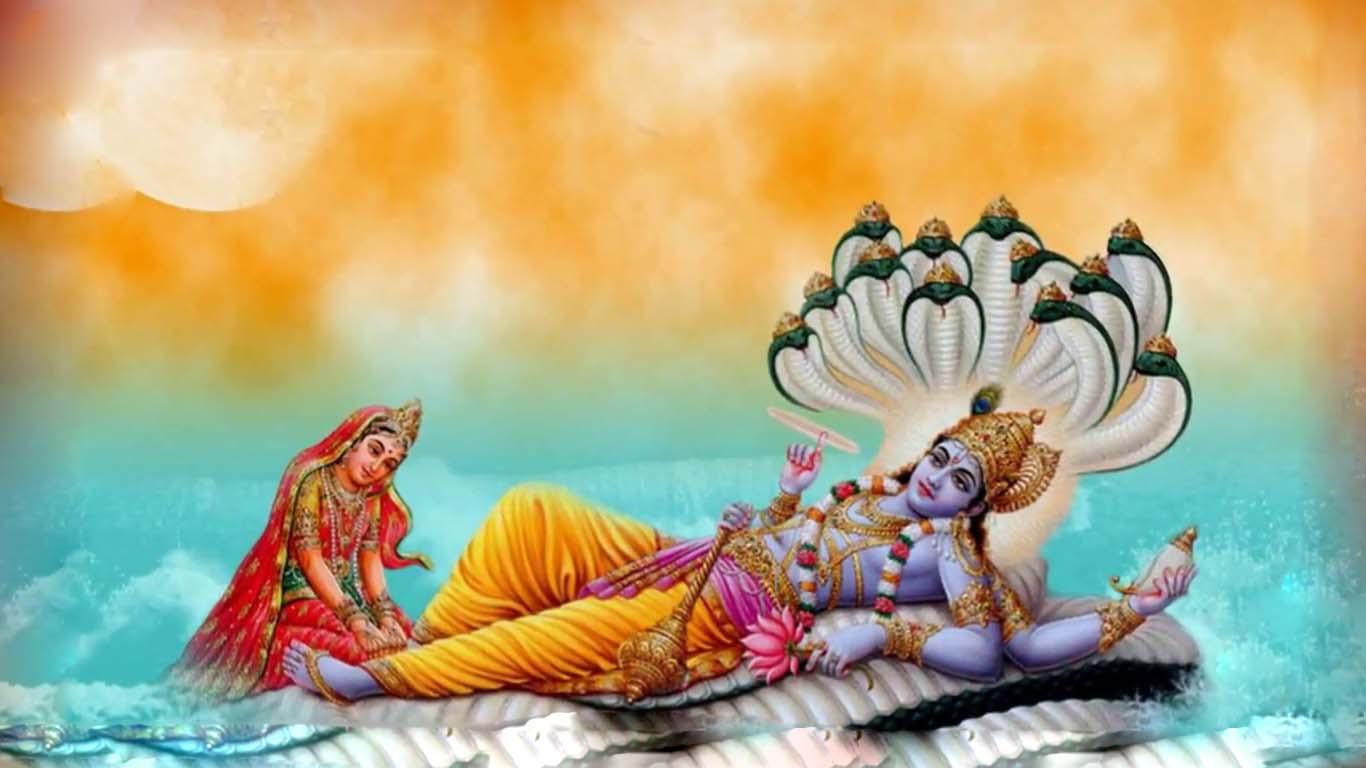 1366x768 Vishnu Laxmi Wallpaper