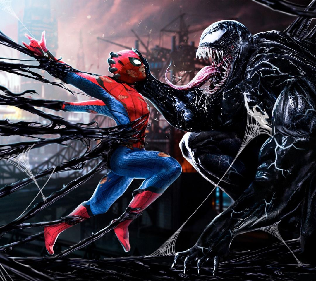 1080x960 Download wallpaper Tom Hardy, Venom, Peter Parker, Spider Man, Eddie Brock, Tom Holland, section fantasy in resolution 1080x960