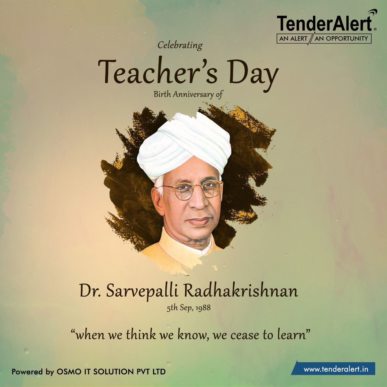 1280x1280 Happy Teacher's Day 2018 When we think we know, we chase to learn. Sarvepalli Radhakrishnan #Teachers #Learni. Happy teachers day, Teachers' day, Teachers