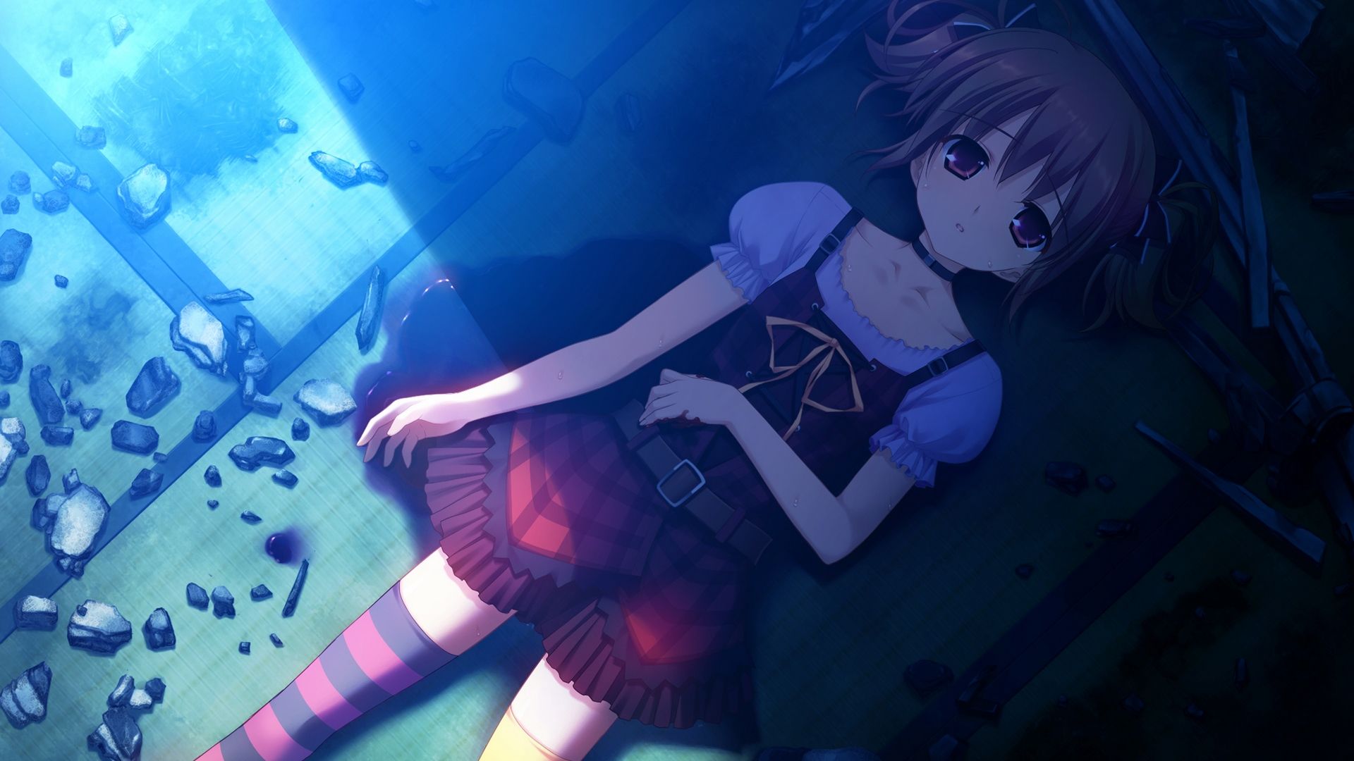 1920x1080 Wallpaper / original, hurt, cute girl, blood, school girl, grisaina no kajitsu, anime, anime girl, makina irisu free download