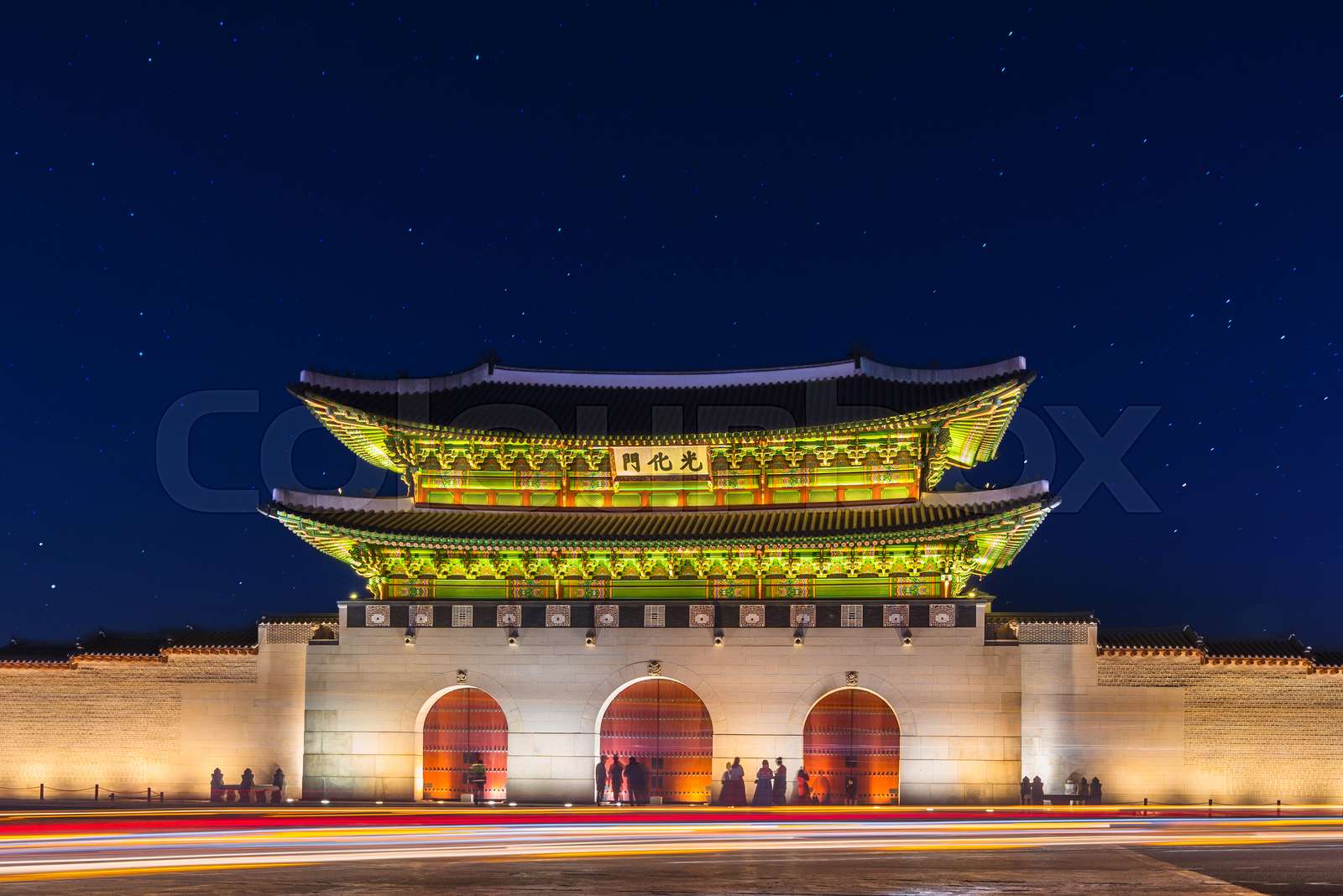 1600x1068 Korea, Gyeongbokgung palace at night in Seoul, South Korea