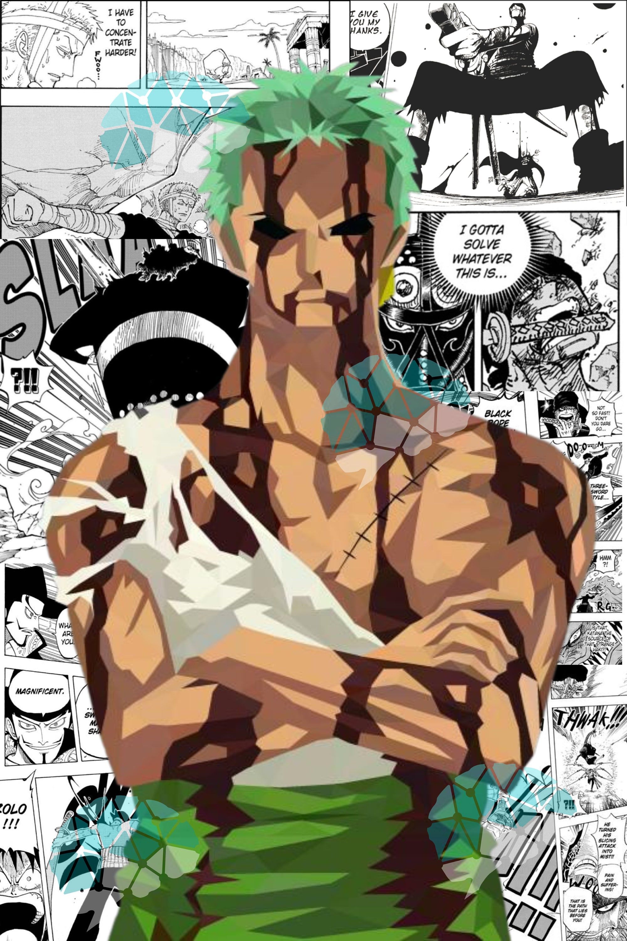 2000x3000 Zoro One Piece Anime Poster Nothing Happened Stoic Wall Art