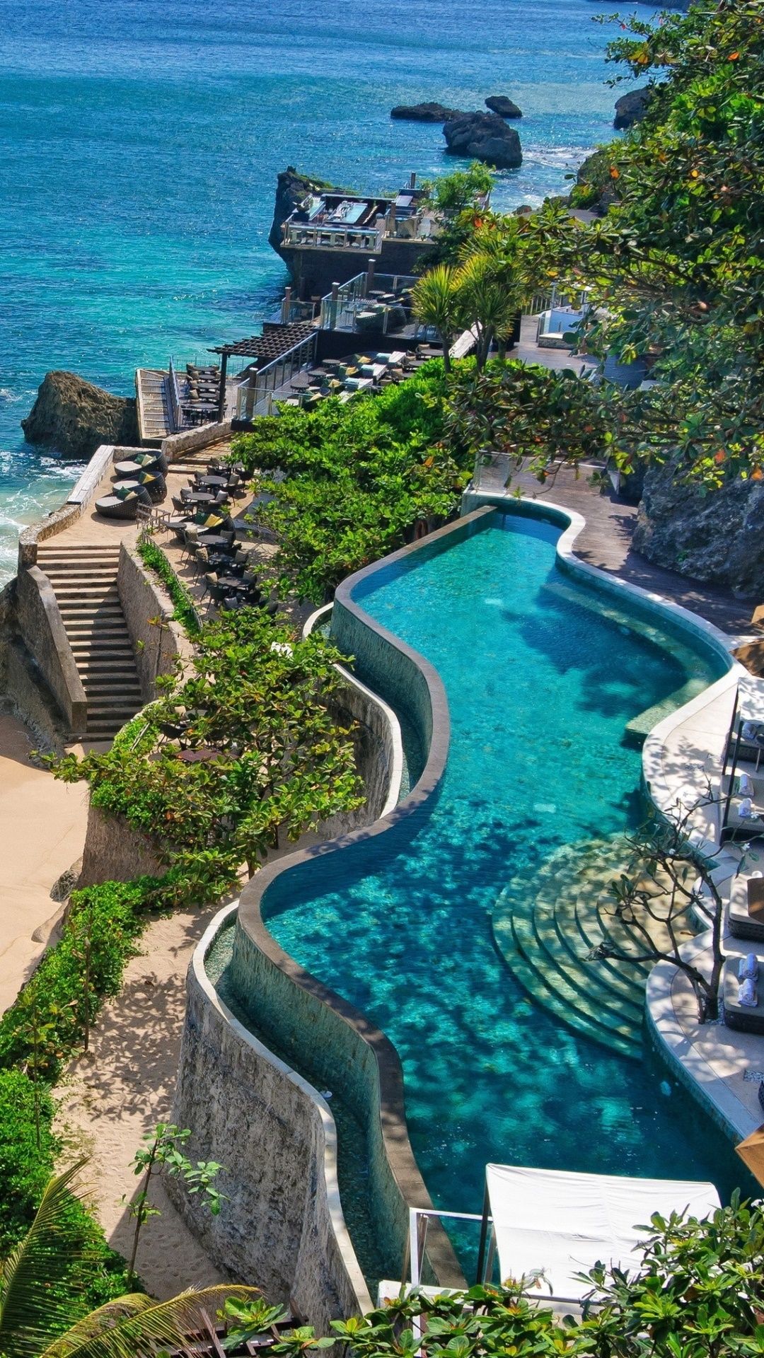 1080x1920 Wallpaper / Man Made Resort Phone Wallpaper, Pool, Beach, Bali, Indonesia, 1080x1920 free download