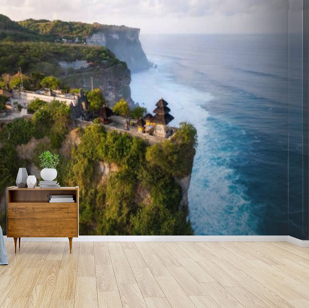 1051x1050 Kanworse Wallpaper Canvas Print Bali Indonesia Aerial View of Uluwatu Temple at Sunrise Self Adhesive Peel & Stick Wallpaper Wall Mural Wall Decal Wall Poster Home Decor Sticker for Living Room