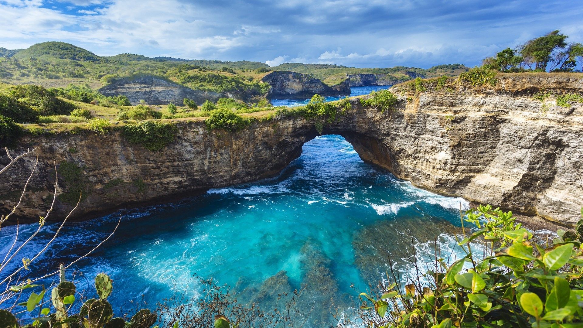 1920x1080 nature, Bali, hills, water, clear water, clouds, landscape, plants, Indonesia, trees, sky Gallery HD Wallpaper