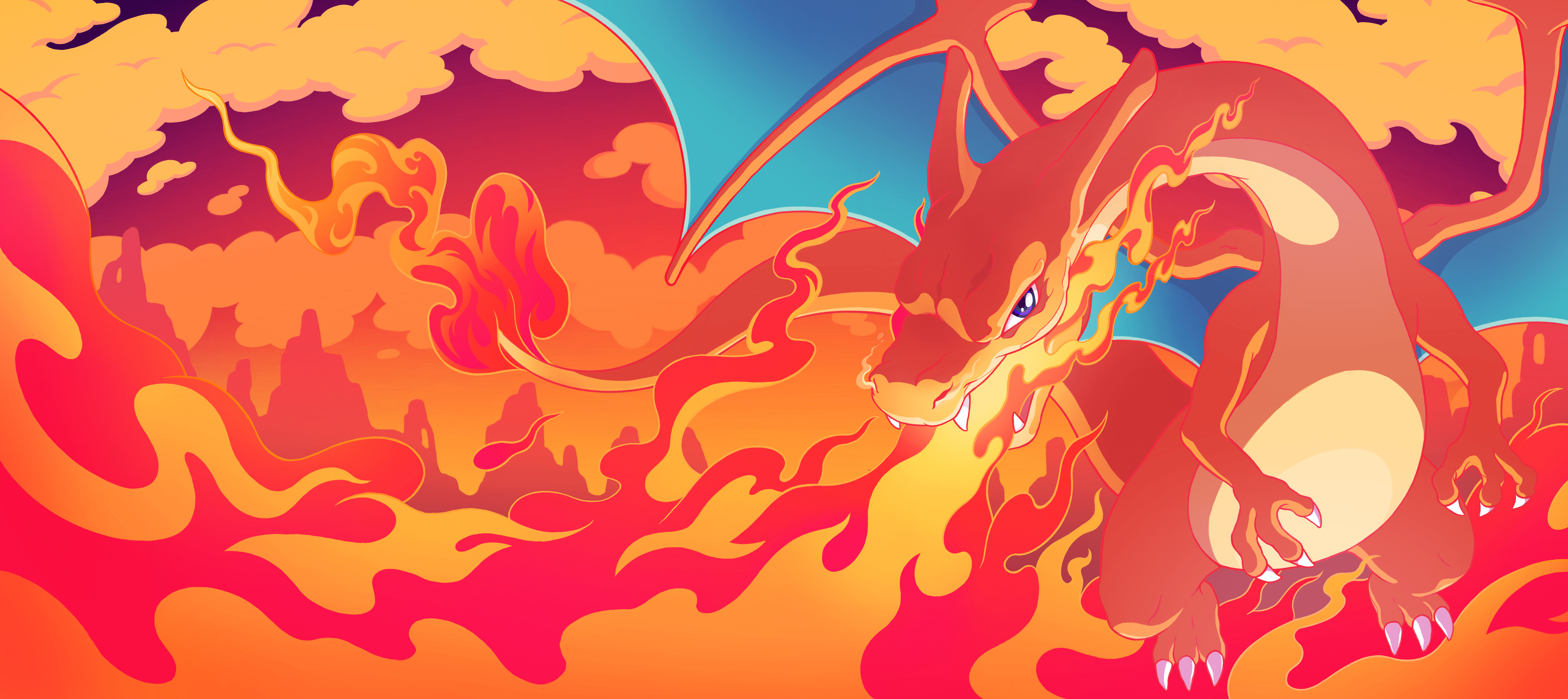 7000x3119 CHARIZARD! a wallpaper I made :)