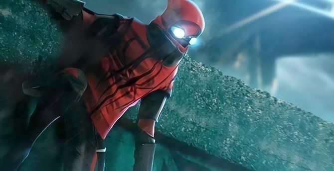 670x344 Wallpaper Spider Man, Glowing Eyes, Fan Artwork Desktop Wallpaper, HD Image, Picture, Background, 592c9a
