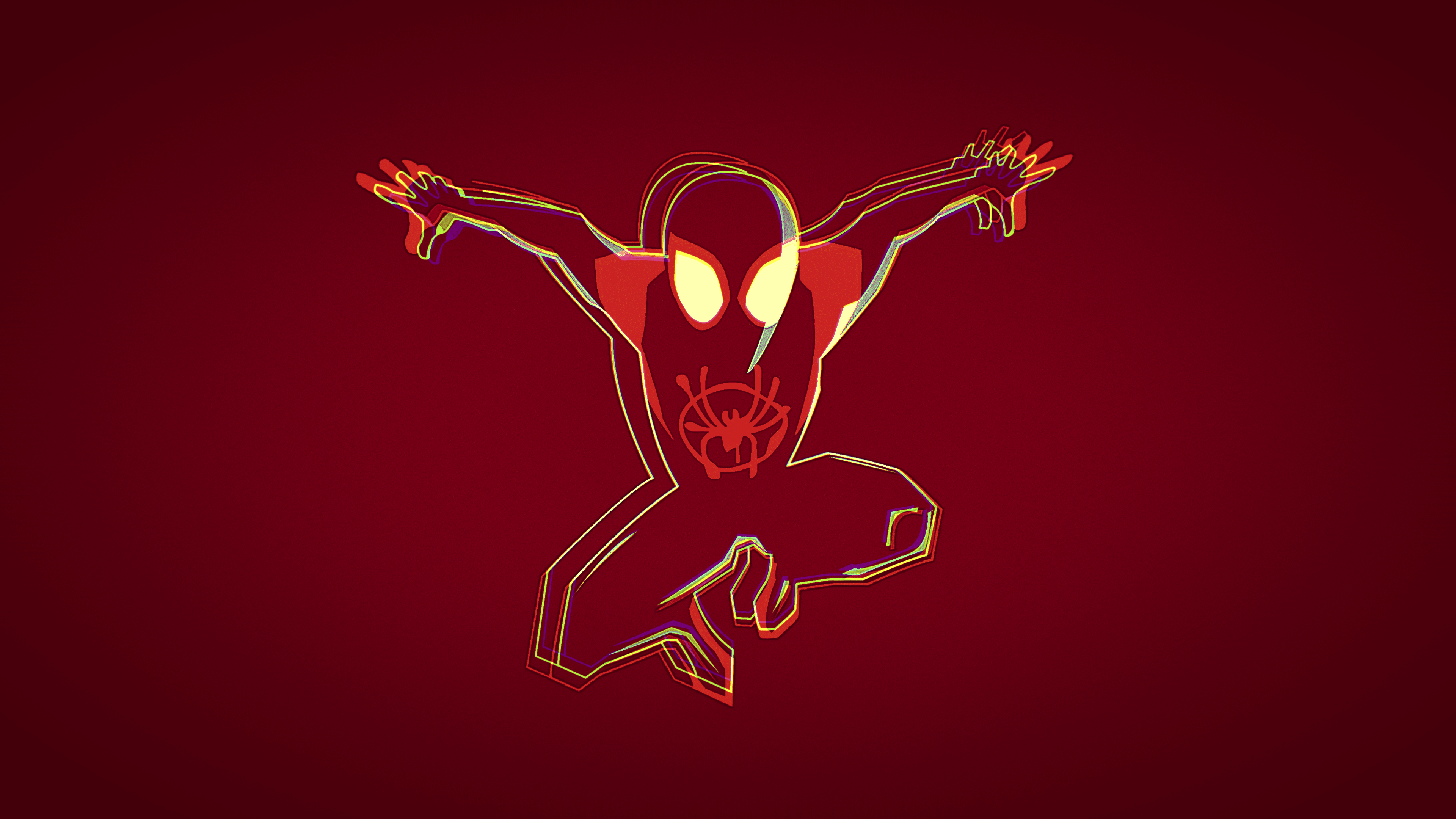 3840x2160 4K, Digital Art, Artwork, Into The Spiderverse, Red Background, Spider Man, Red Gallery HD Wallpaper