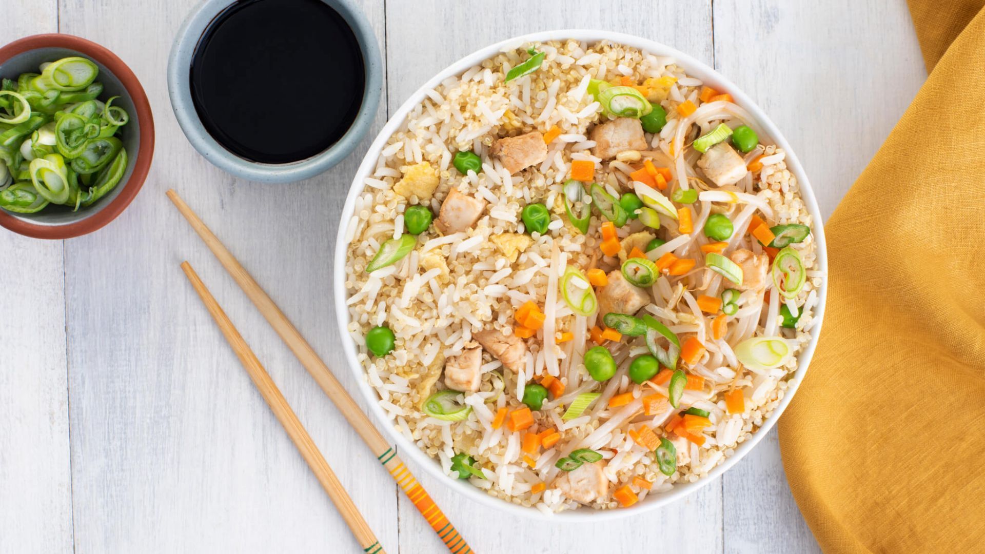1920x1080 Chicken Stir Fried Rice with Quinoa. Mahatma® Rice