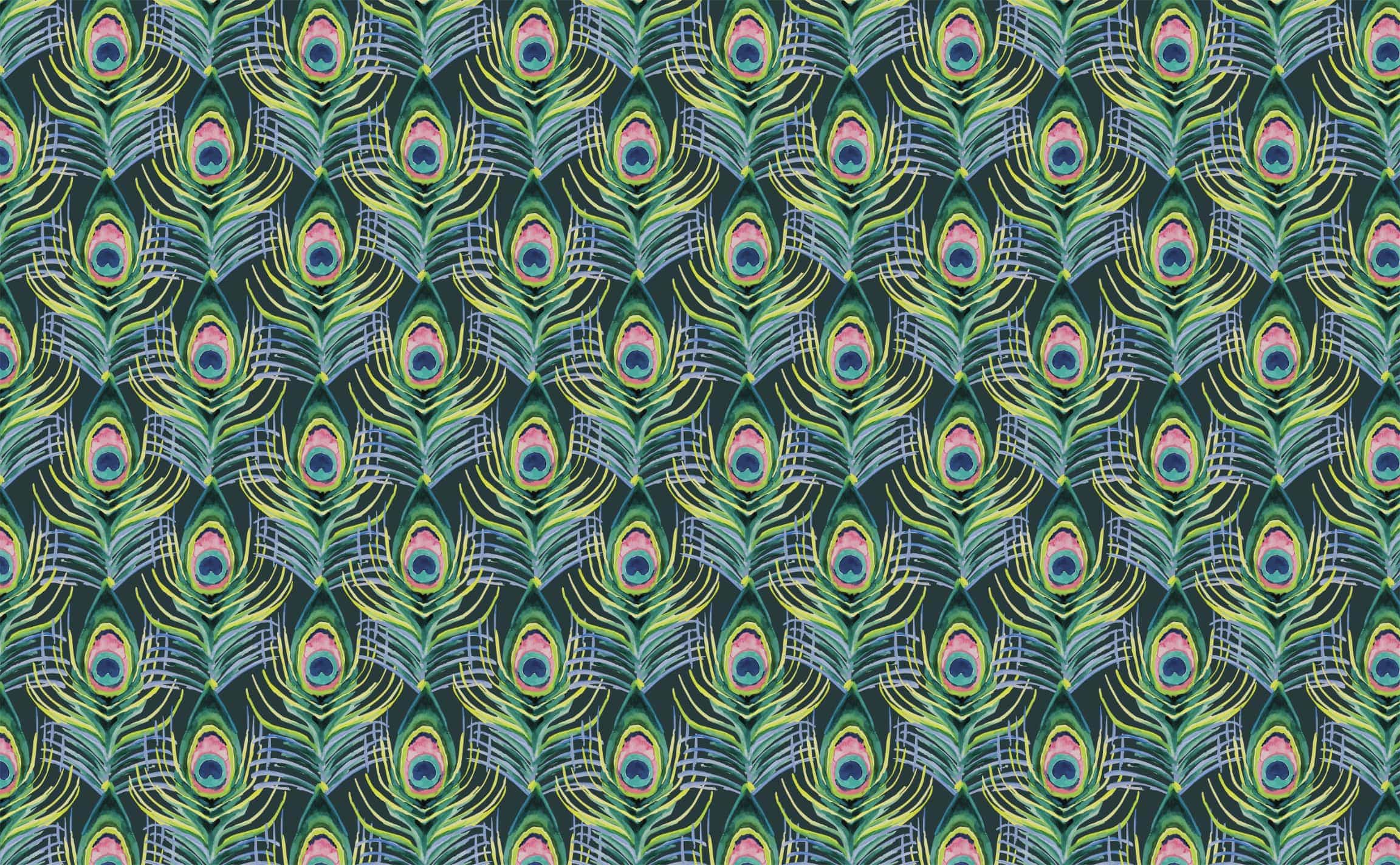 2304x1424 peacock feathers with emerald green Pattern Wallpaper for Walls