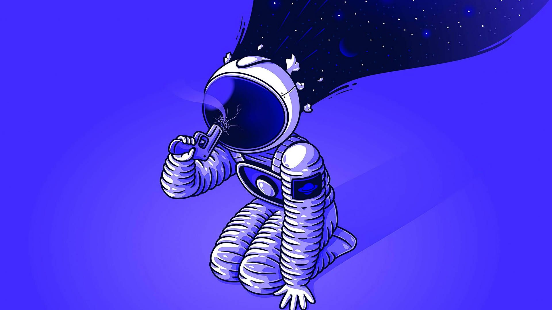 1920x1080 Download Cartoon Astronaut With A Gun Wallpaper