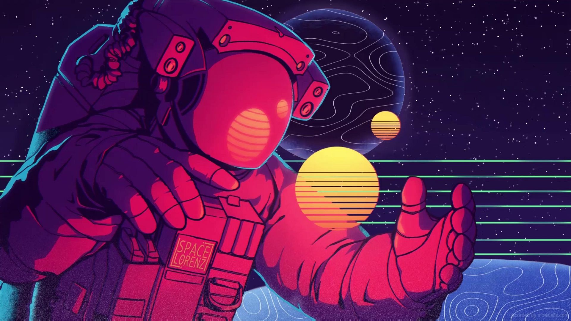 1920x1080 Synthwave Astronaut Live Wallpaper