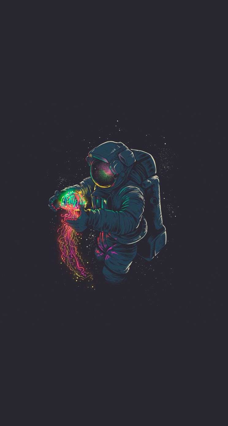 744x1392 Cartoon Astronaut Wallpaper