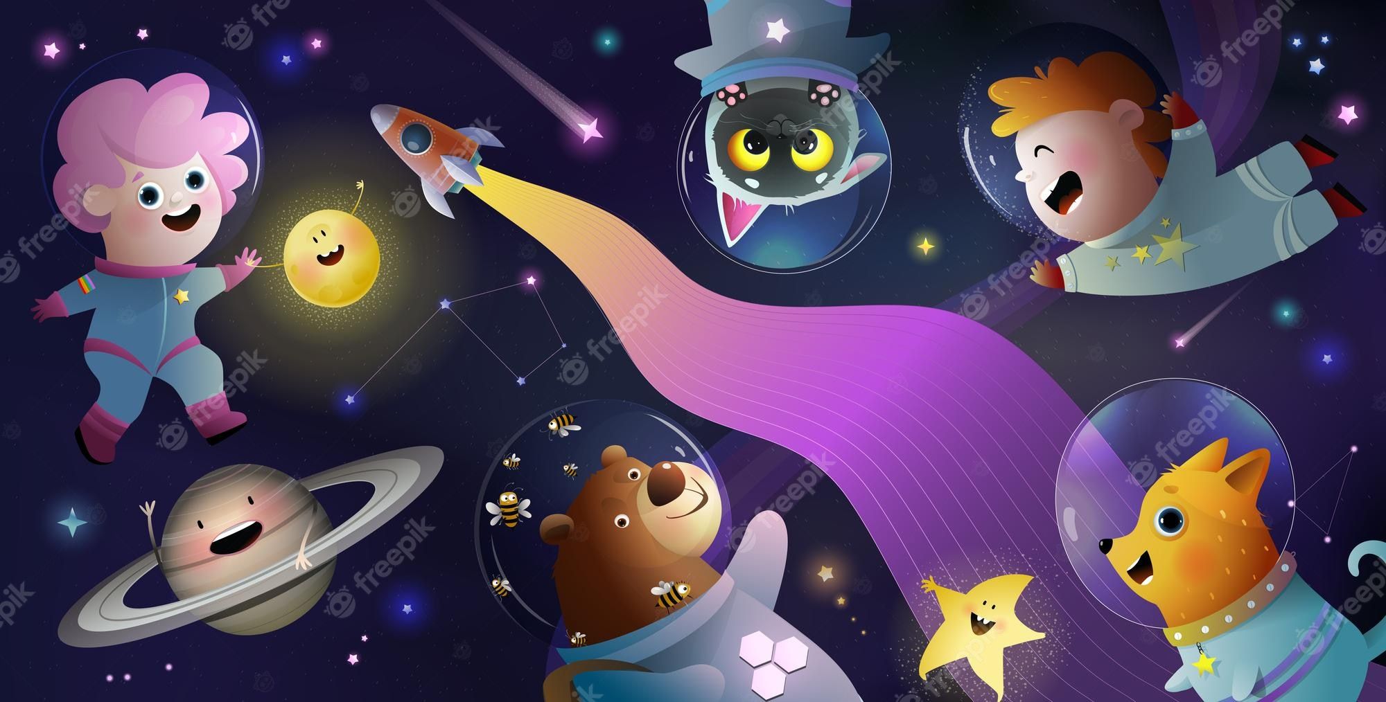 2000x1014 Cartoon Astronaut Wallpaper Image