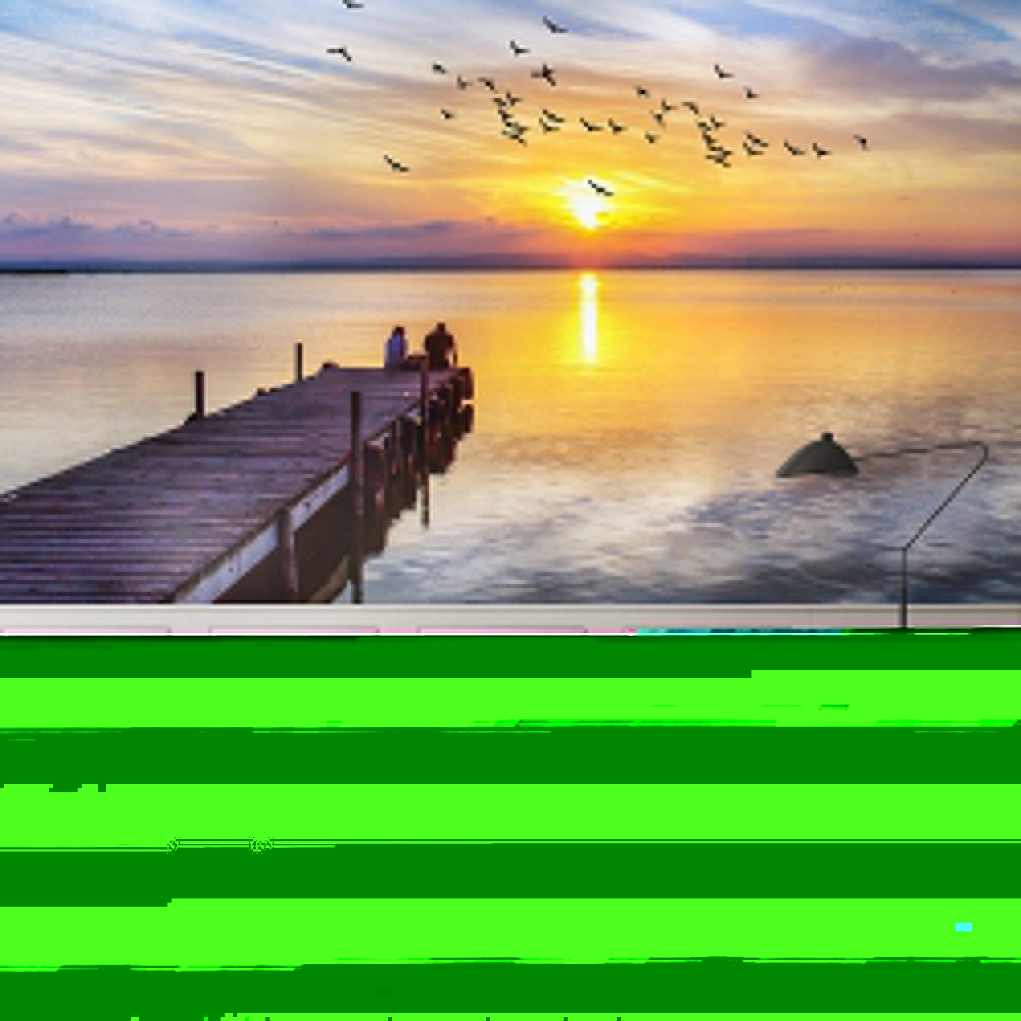 2000x2000 Sunset Pier Wall Mural / Beautiful Lake View / Enjoying the