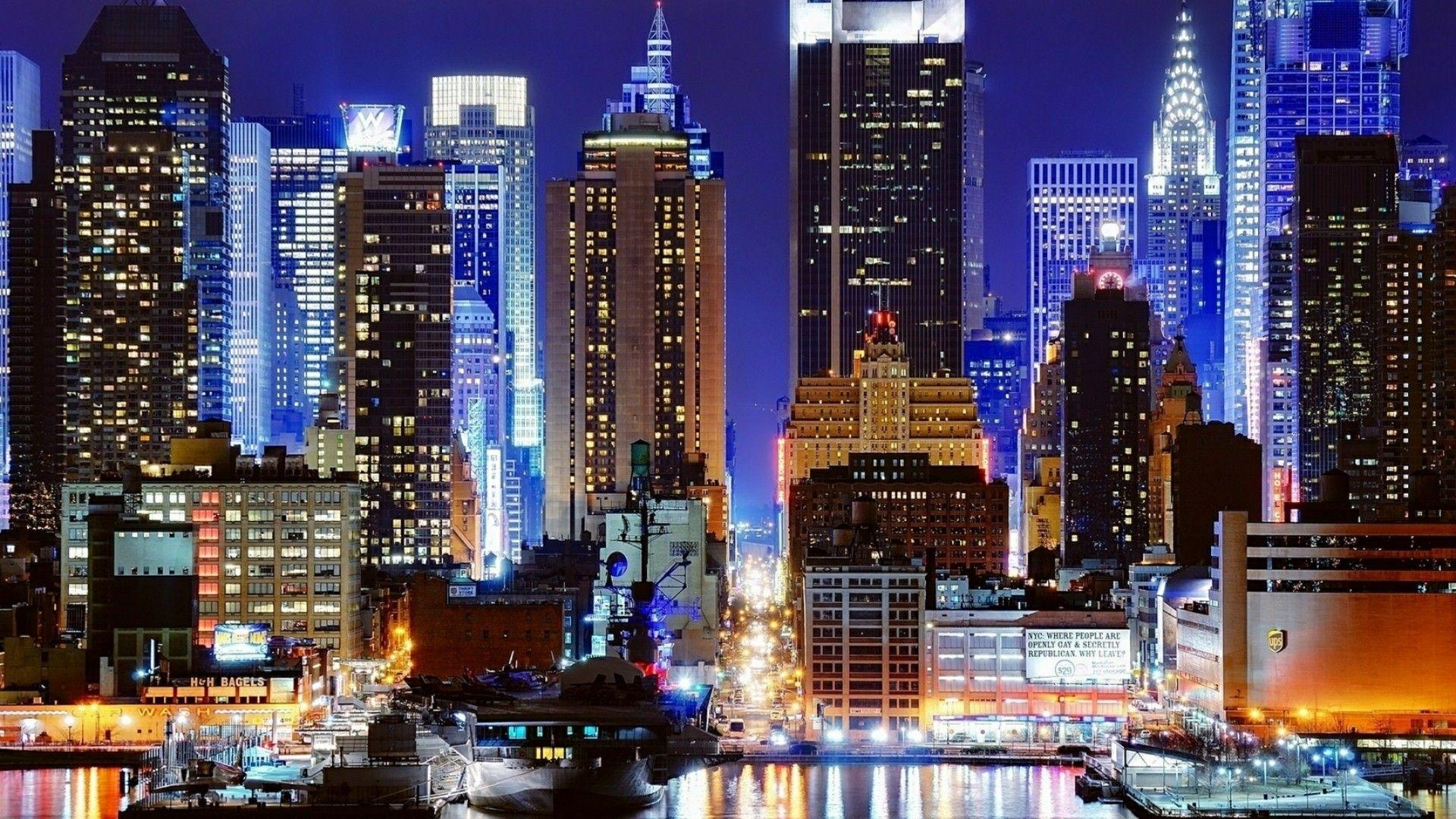 1920x1080 View Of New York At Night Wallpaper. Wallpaper Studio 10