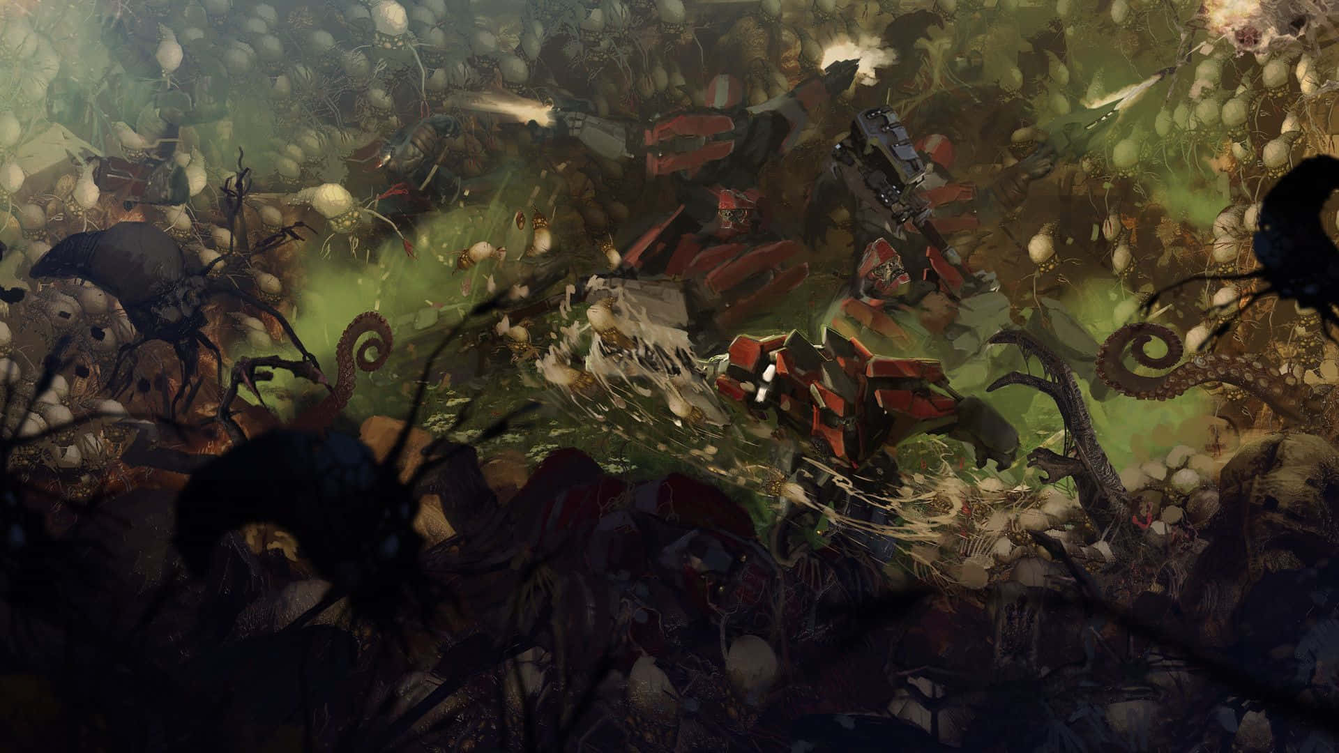 1920x1080 Download Intense Battle against the Flood in Halo Universe Wallpaper