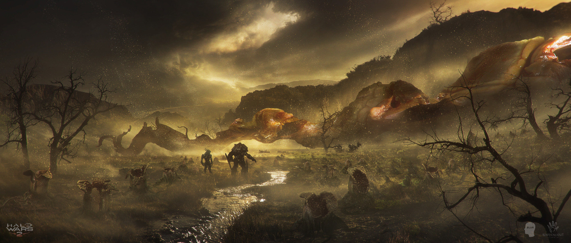 2000x851 Power Armor Space Marines Science Fiction Halo Halo Wars 2 Flood Brute Elite Video Games Video Game Wallpaper:2000x851
