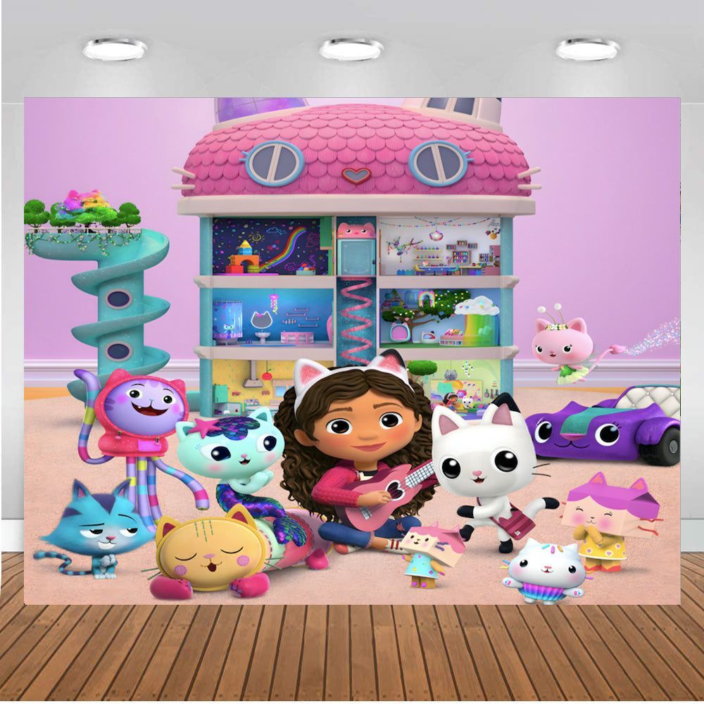 1000x1000 Gabby's Dollhouse Backdrop Birthday Background Gabby Dollhouse Party P