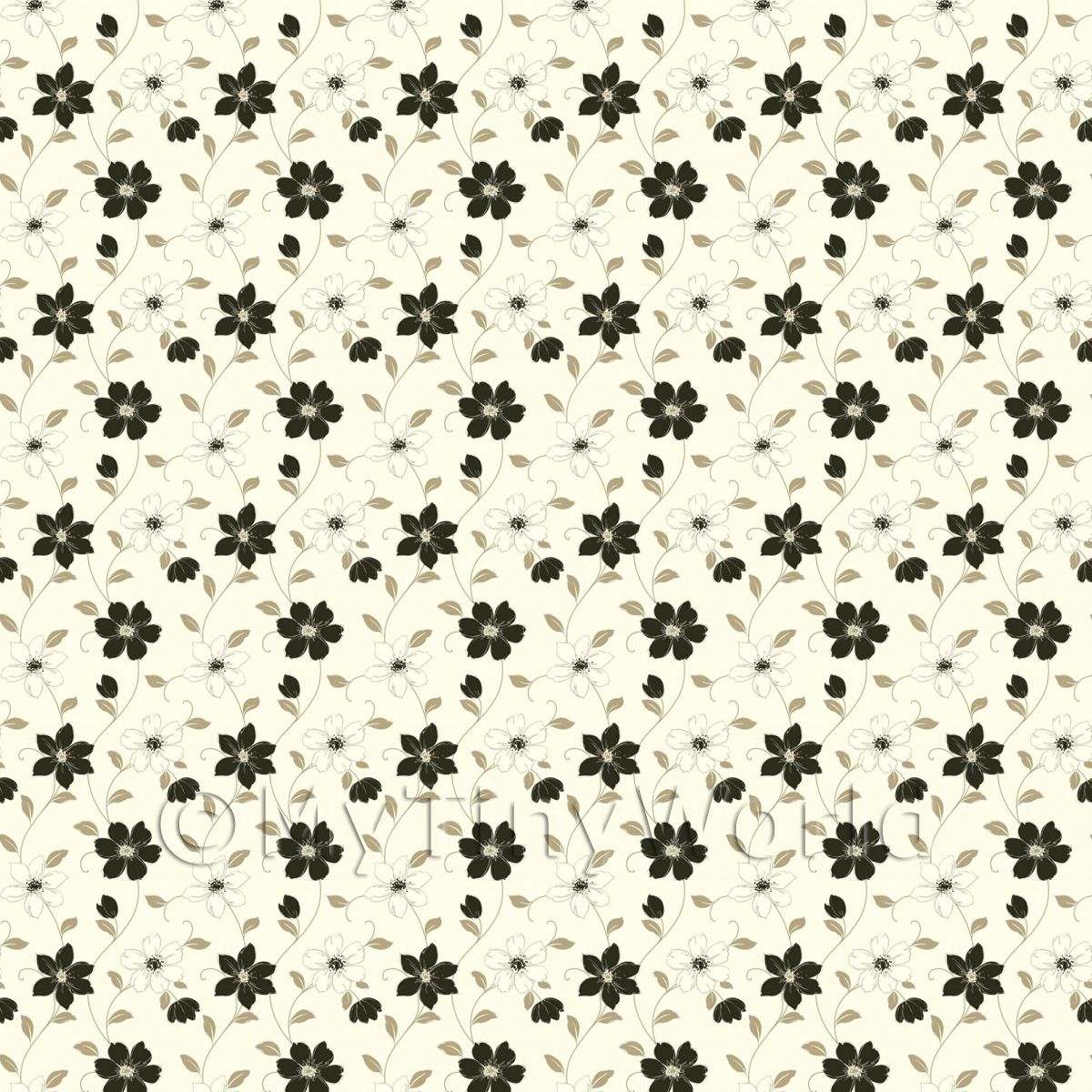 1200x1200 Dolls House Wallpaper House Miniature 6 Petal Black Flower Wallpaper. Product Code 12342. Price From 0.00