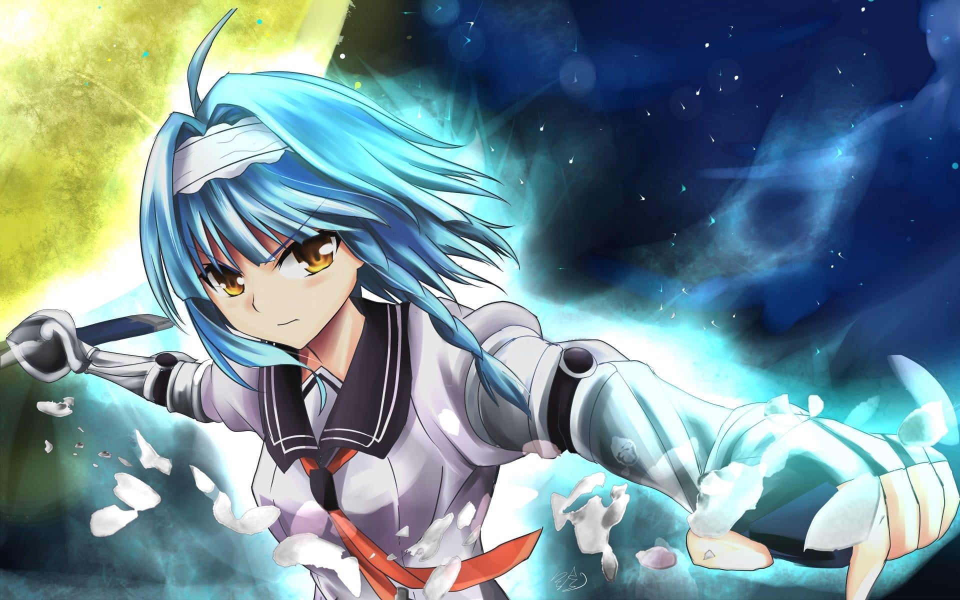 1920x1200 Wallpaper / Shinmai Maou no Testament: Burst, Blue Hair, Yuki Nonaka, 1080P, Shinmai Maou No Testament, Yellow Eyes, Anime free download