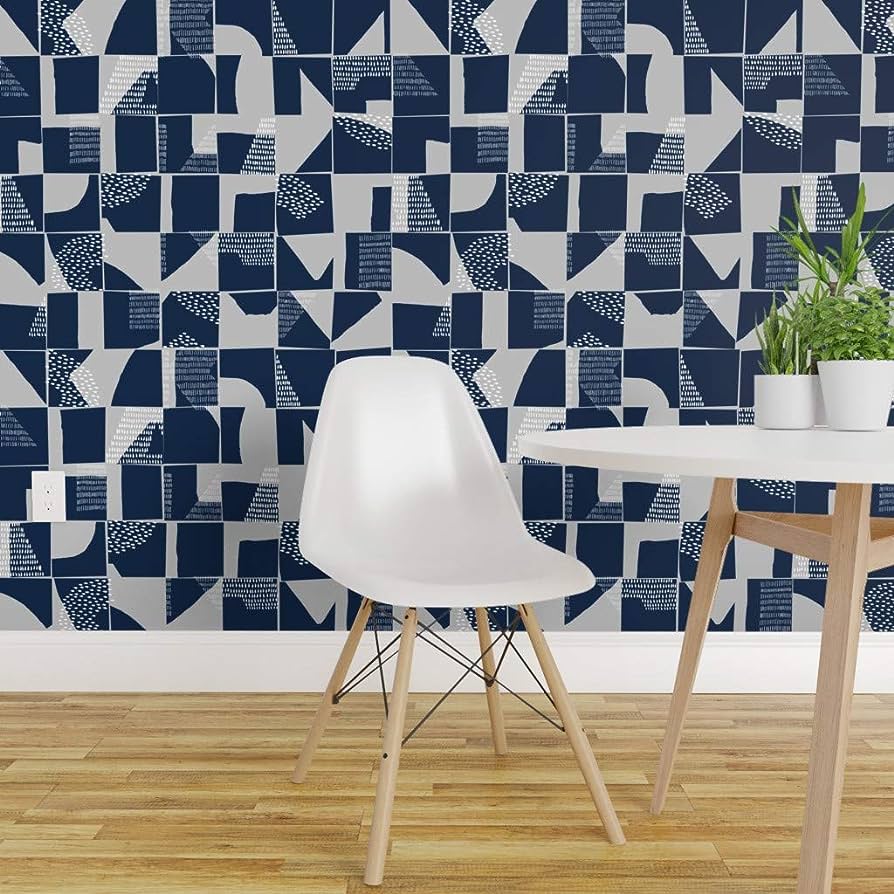 894x894 Spoonflower Commercial Grade Wallpaper Swatch Abstract Blue Gray Japanese Japandi Scandi Neutral Navy Traditional Wallpaper