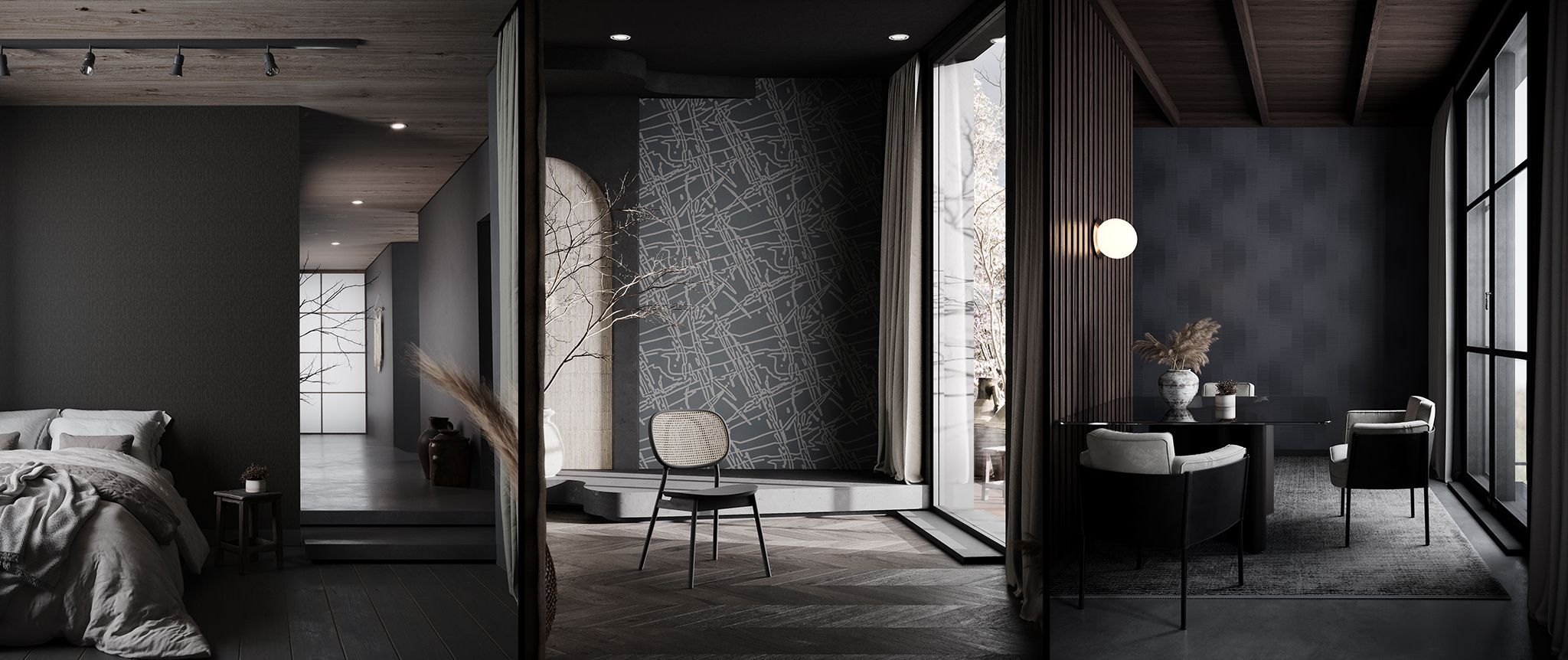 2048x862 Interior Design Trend: Dark Japandi