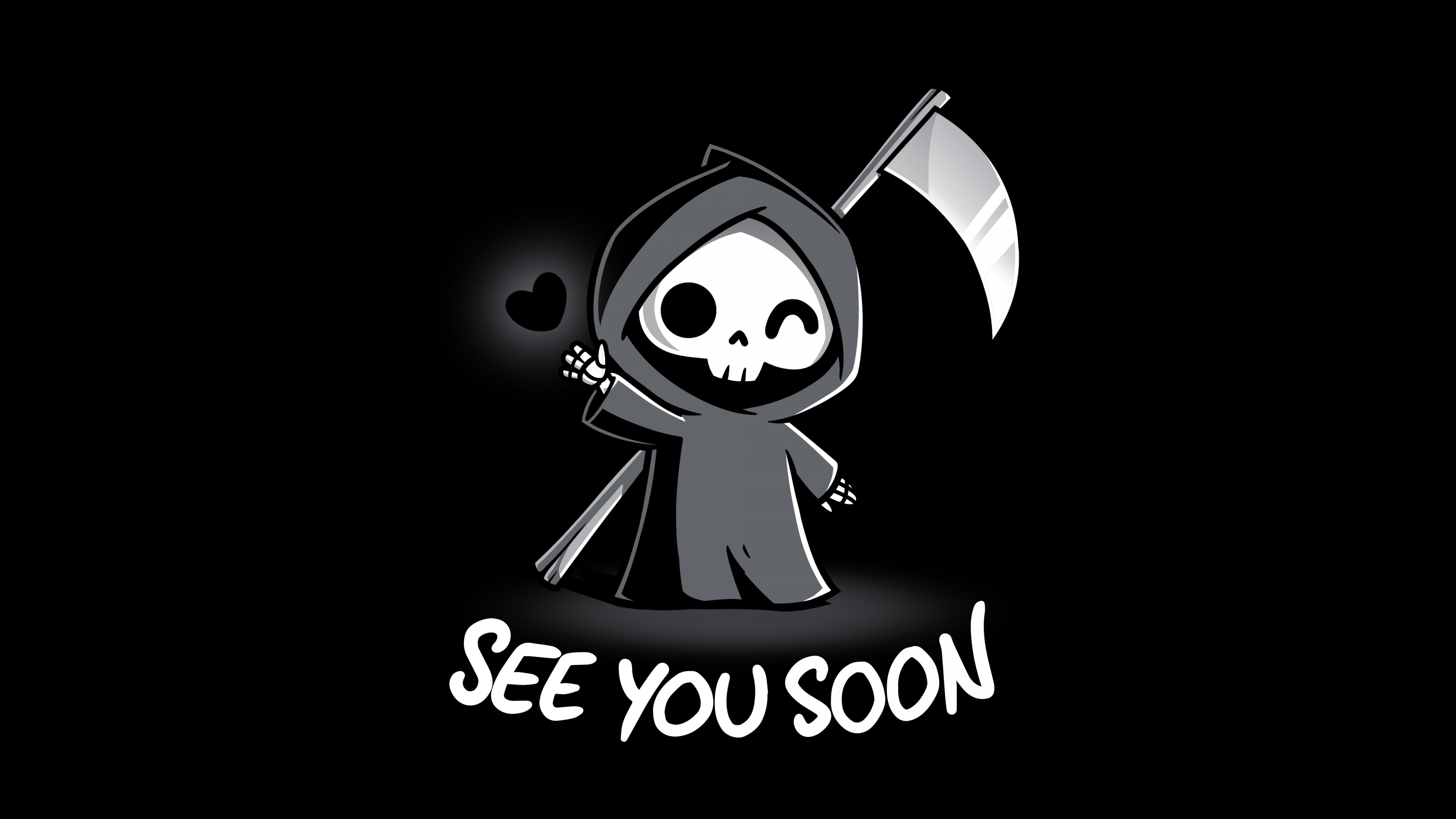 3840x2160 See you soon Wallpaper 4K, Grim Reaper, Black heart