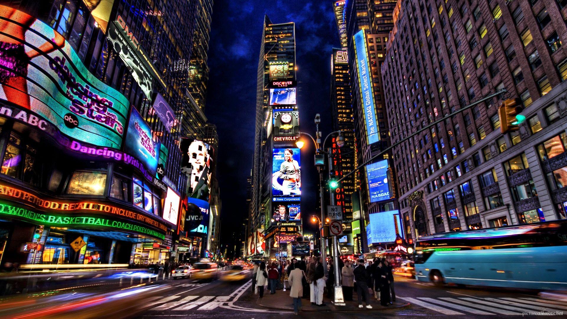 1920x1080 New York City At Night Lights HD desktop wallpaper Widescreen
