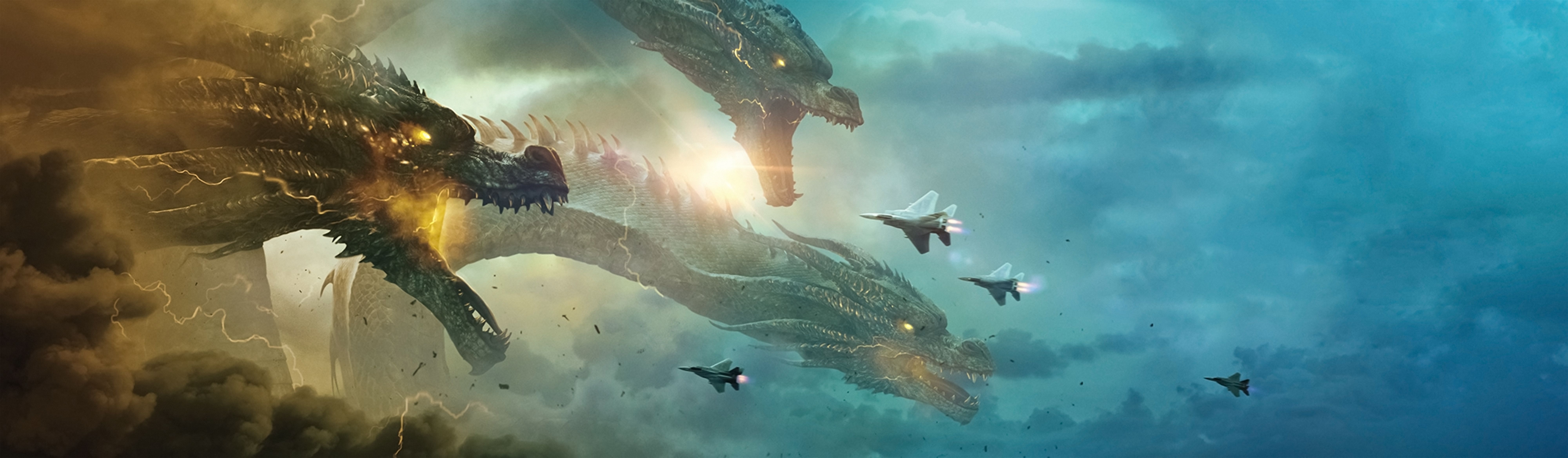 8000x2335 Godzilla: King of the Monsters HD Wallpaper and Background