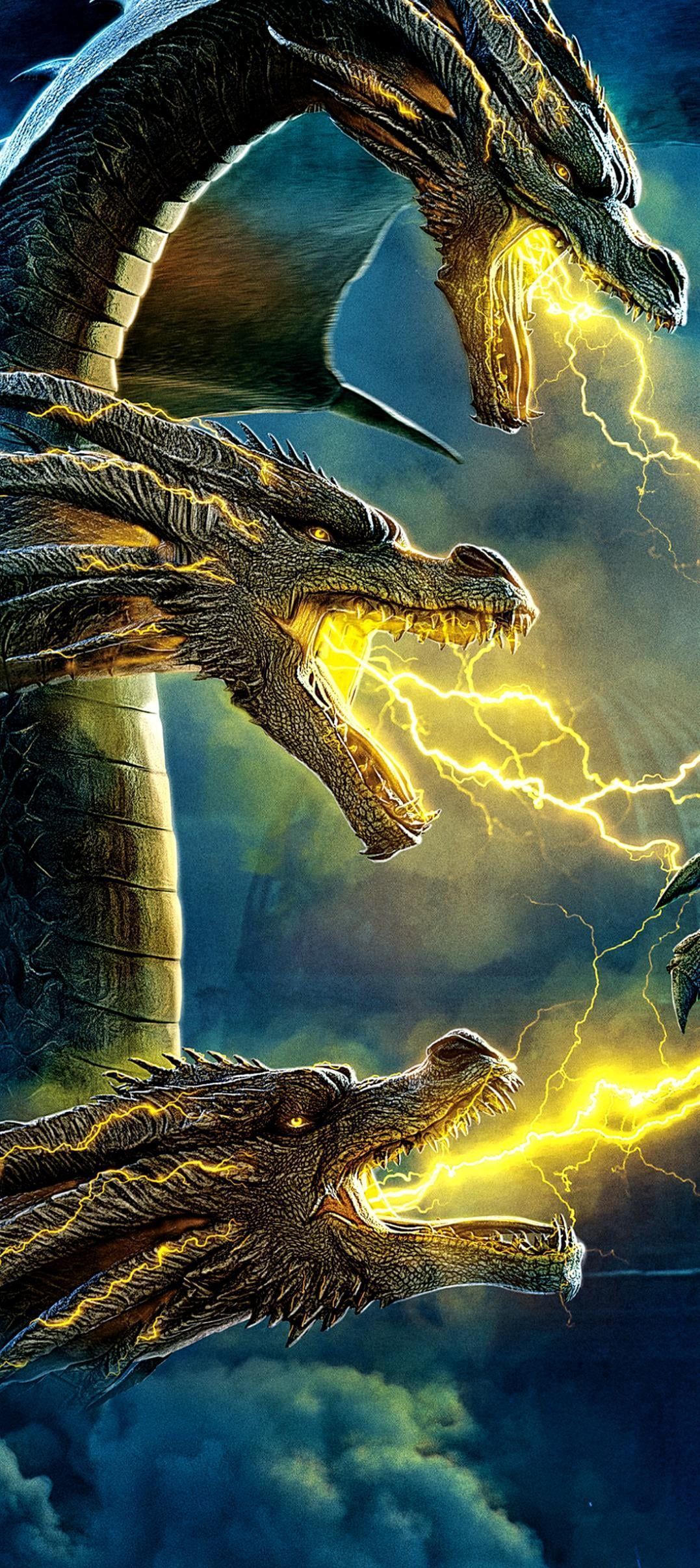 1077x2414 Godzilla vs Gidorah (monster zero)