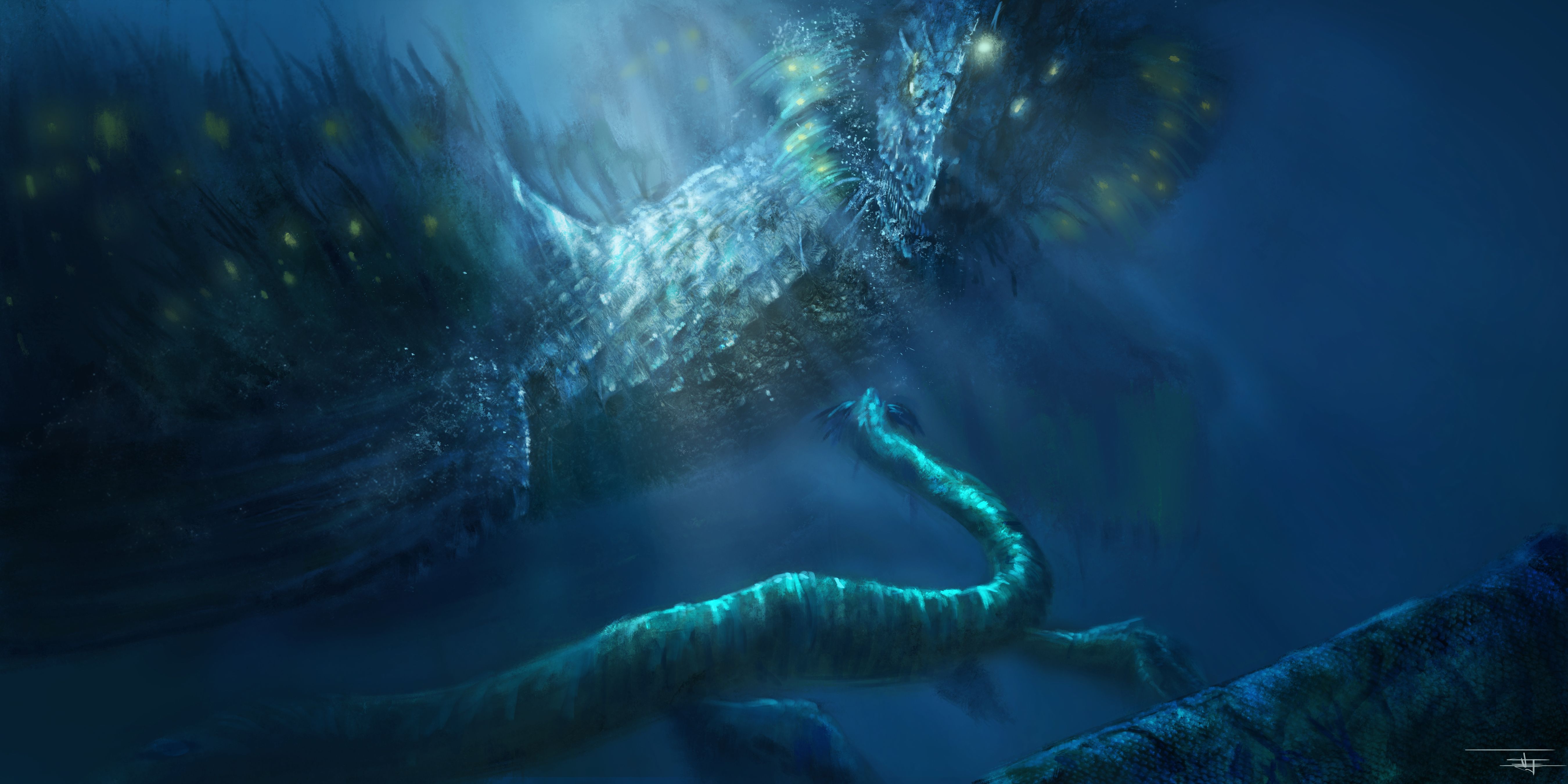 5400x2700 Creature Sea Monster Underwater Wallpaper:5400x2700
