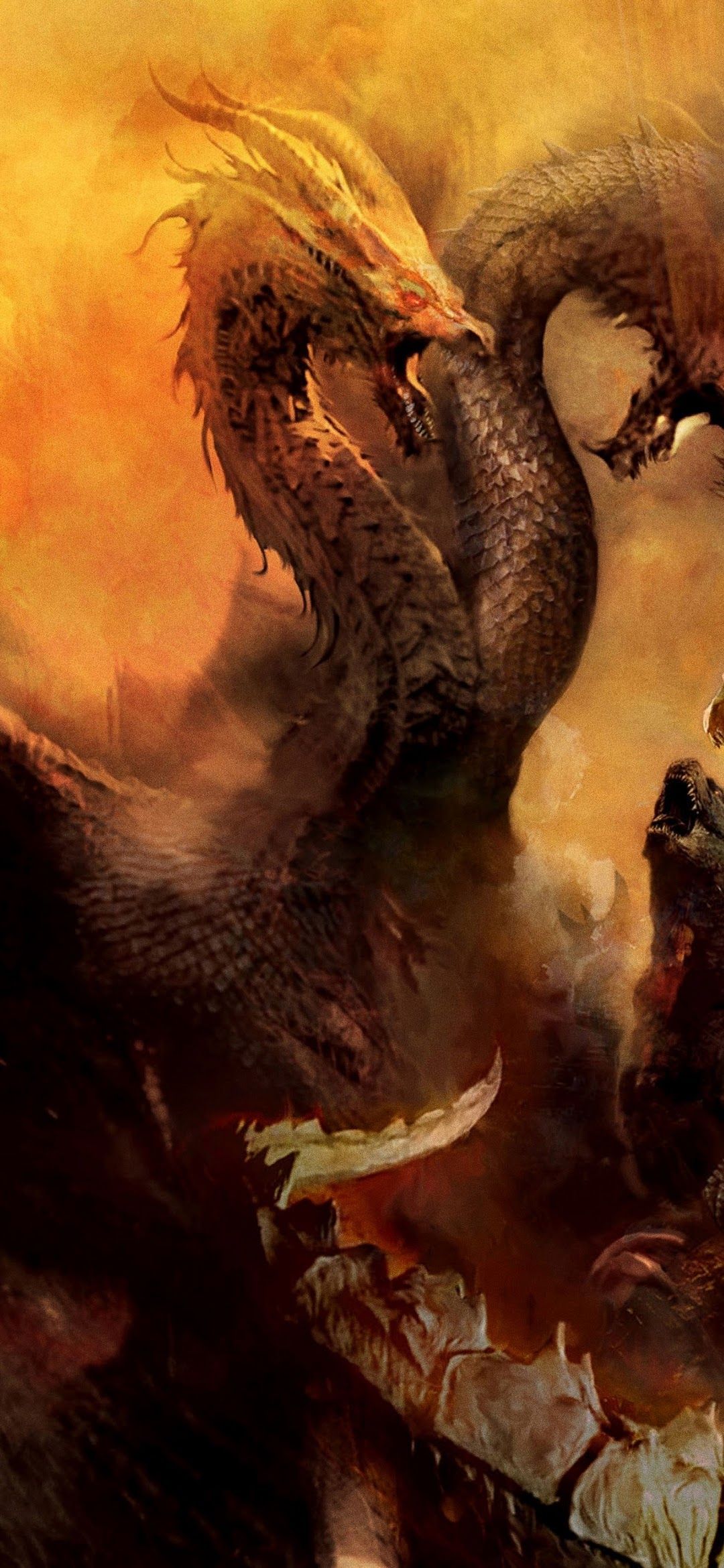 1080x2340 Godzilla vs King Ghidorah Godzilla King of the Monsters 4K Wallpaper