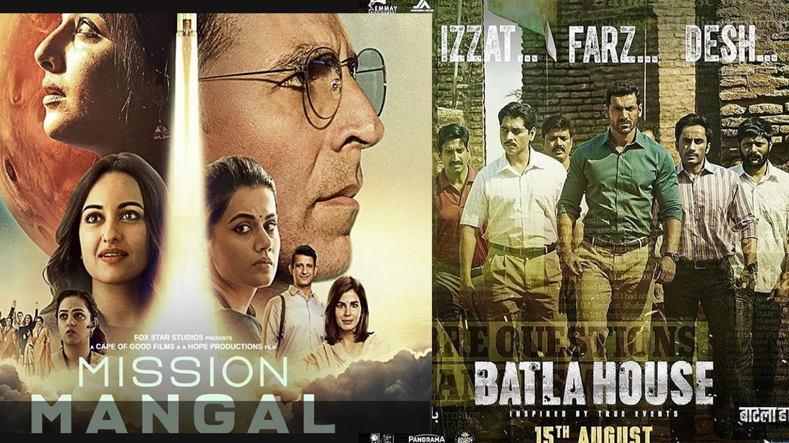1600x900 Mission Mangal' vs 'Batla House' box office collections: Akshay Kumar starrer 'Mission Mangal' records a great start, John Abraham starrer 'Batla House' trails behind. Hindi Movie News of India