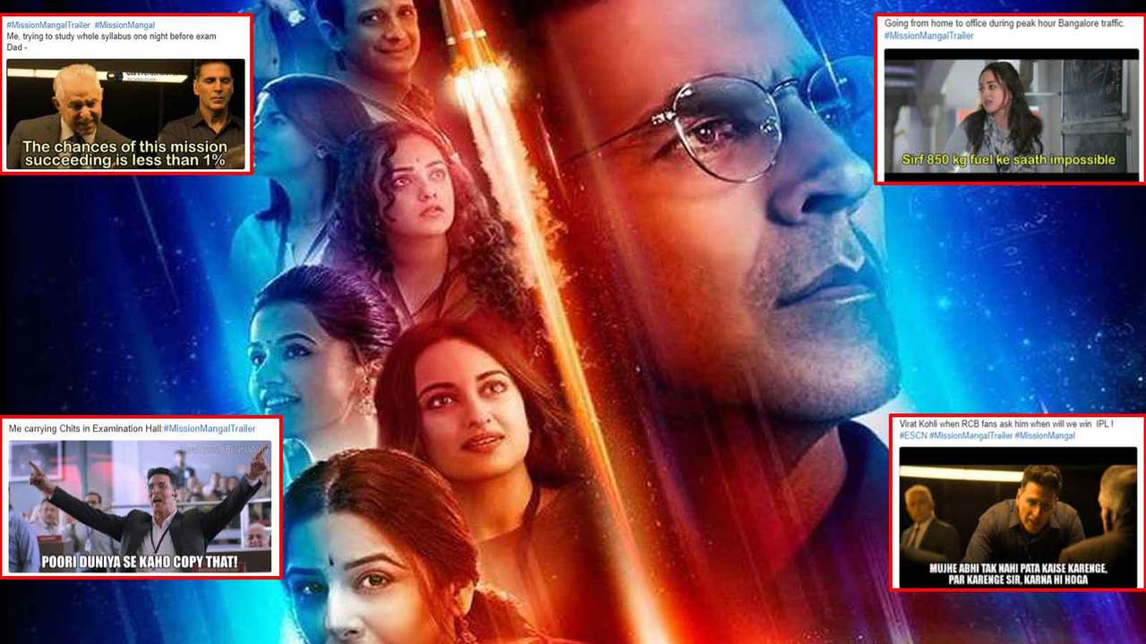 1280x720 Akshay Kumar's 'Mission Mangal' trailer gives rise to hilarious meme fest. Hindi Movie News of India