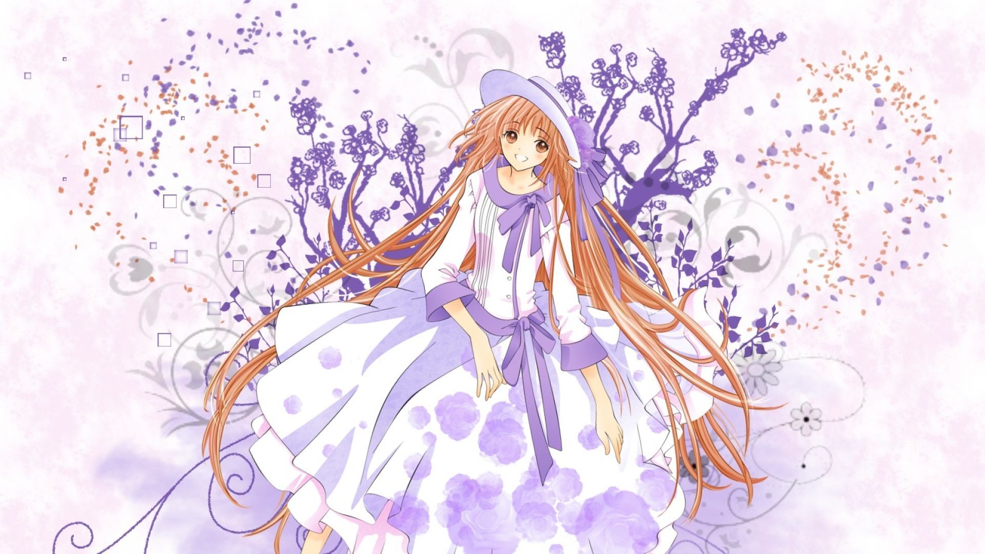 1920x1080 Download Wallpaper 1920x1080 kobato, hanato kobato, clamp, girl, hat, patterns, dress Full HD 1080p HD Background